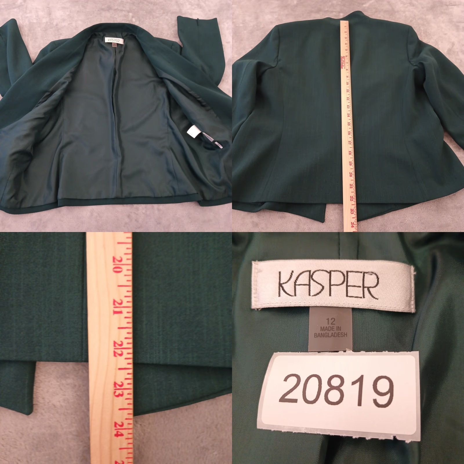 Kasper Kasper Blazer Womens Size 12 Green Long Sleeve Lined Pockets Shawl Lapel Cardigan/Jacket Blazer Shirt? Size XL / US 12-14 / IT 48-50 - 8 Thumbnail