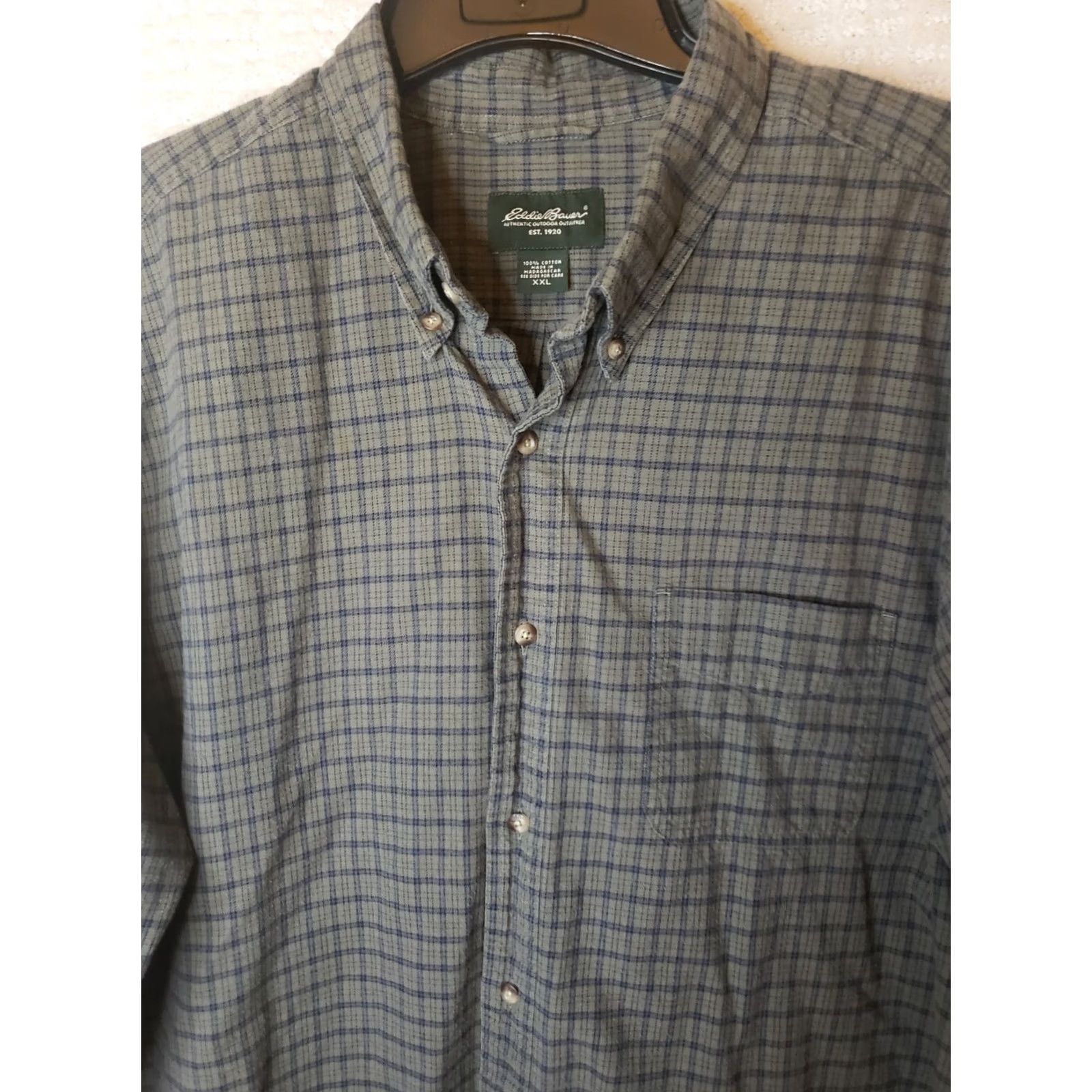 Eddie Bauer Eddie Bauer Button-Up Flannel Shirt Mens 2XL Blue Gray Check Cotton Outdoor Casual Comfort Lumberjack Mens Size US XXL / EU 58 / 5 - 3 Thumbnail