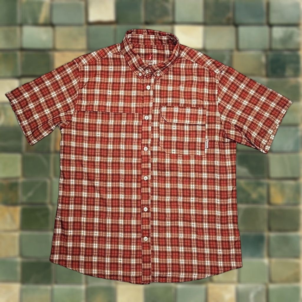 Vintage Killik Shirt Men L Red Plaid Short Sleeve Button-Up Outdoor Performance Fishing UV Breathable Pockets Casual 90s? (But must not add new info) Size US L / EU 52-54 / 3 - 1 Thumbnail