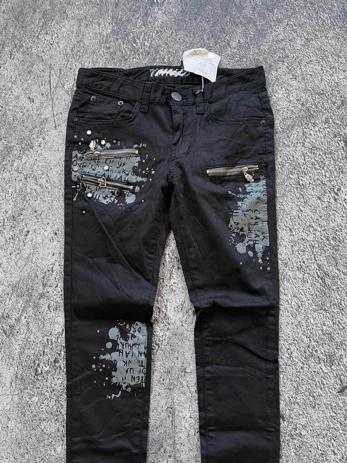 Japanese Brand Y2k Glamorous poem grunge multi zipper slim pants Size 27" / US 4 / IT 40 - 2 Thumbnail