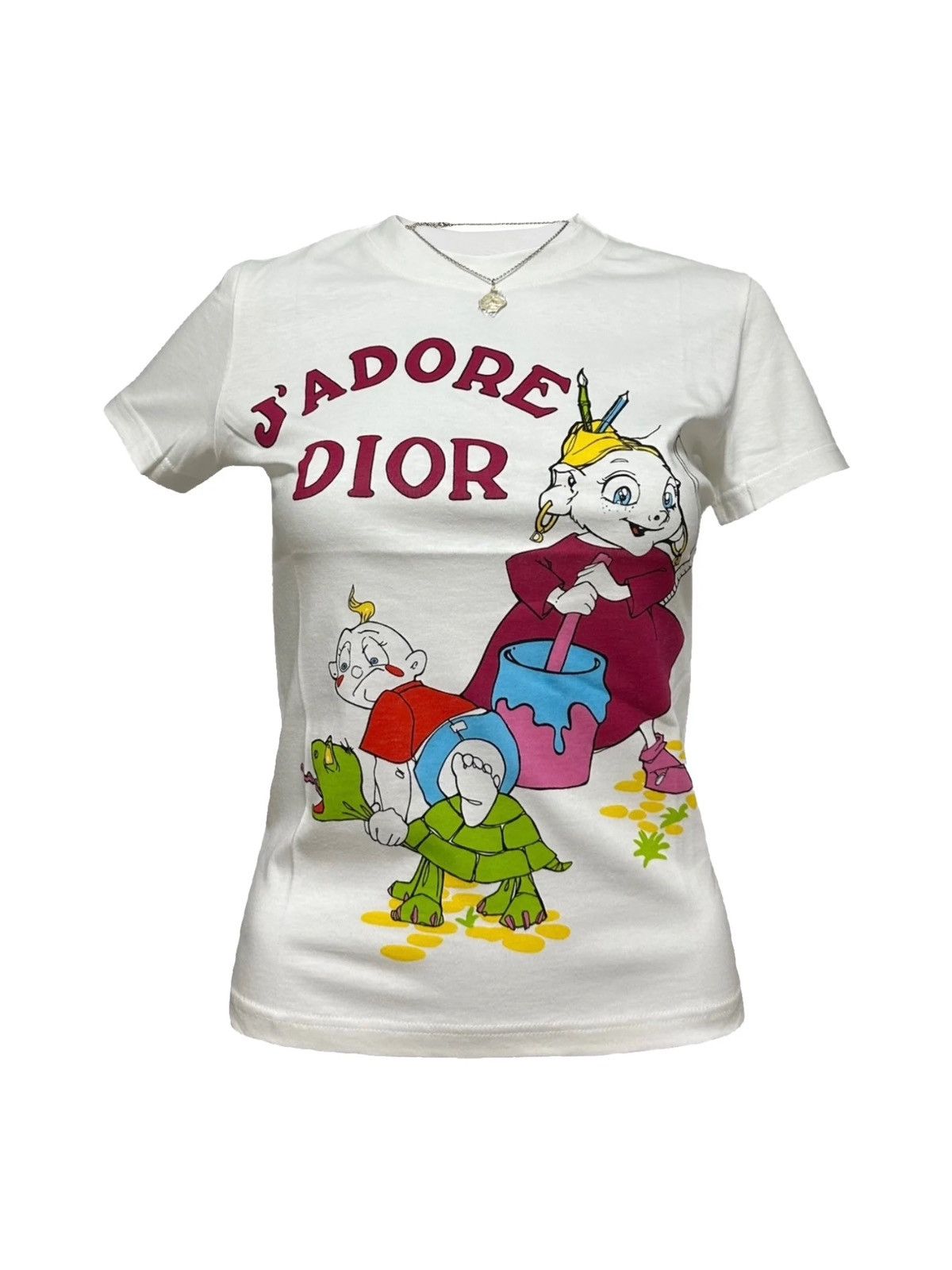 image of Christian Dior S/s 2002 Cartoon "j'adore Dior" T-Shirt Set in White, Women's (Size Small)