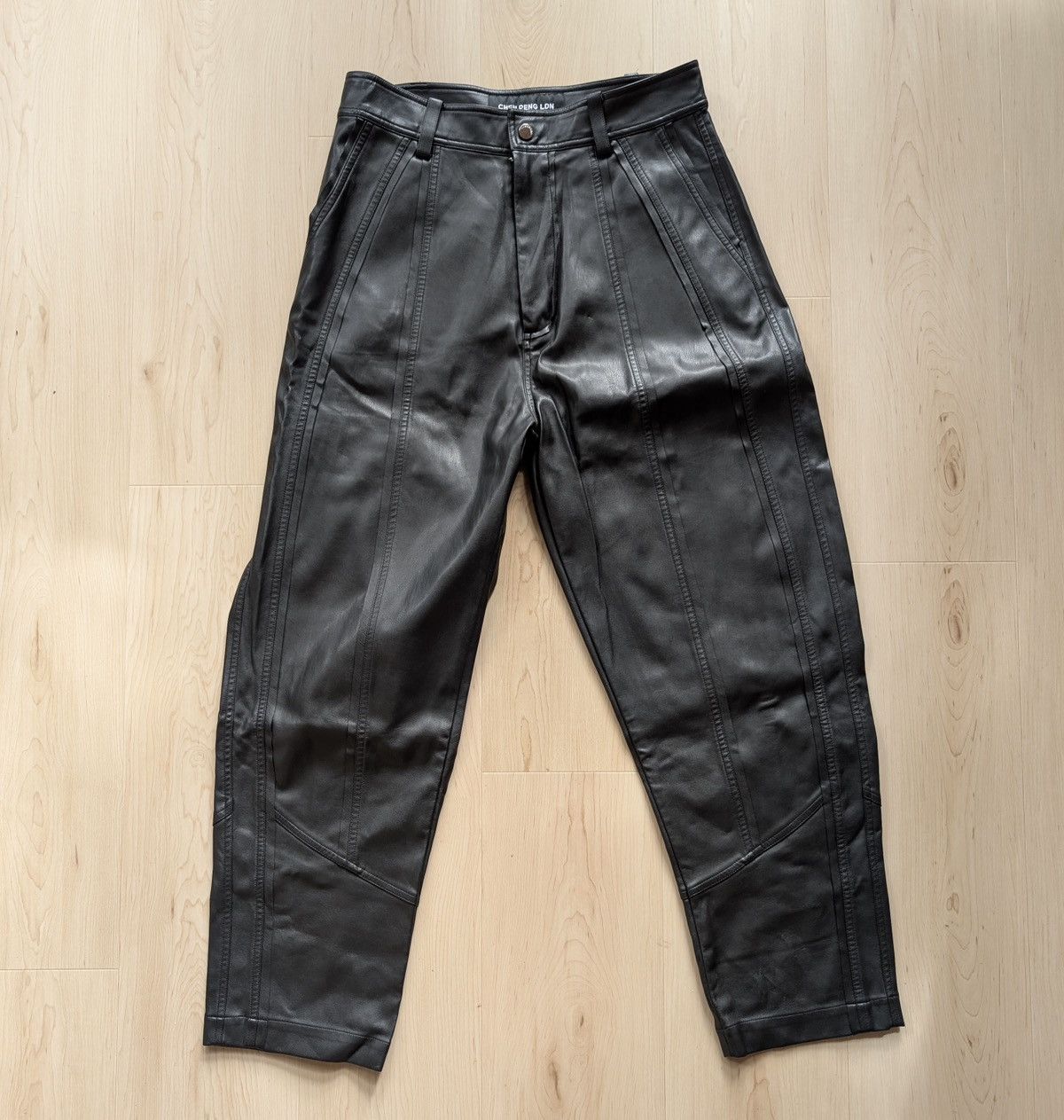 CHENPENG Black Cocoon Shaped Faux-Leather Pants Size US 32 / EU 48 - 1 Thumbnail