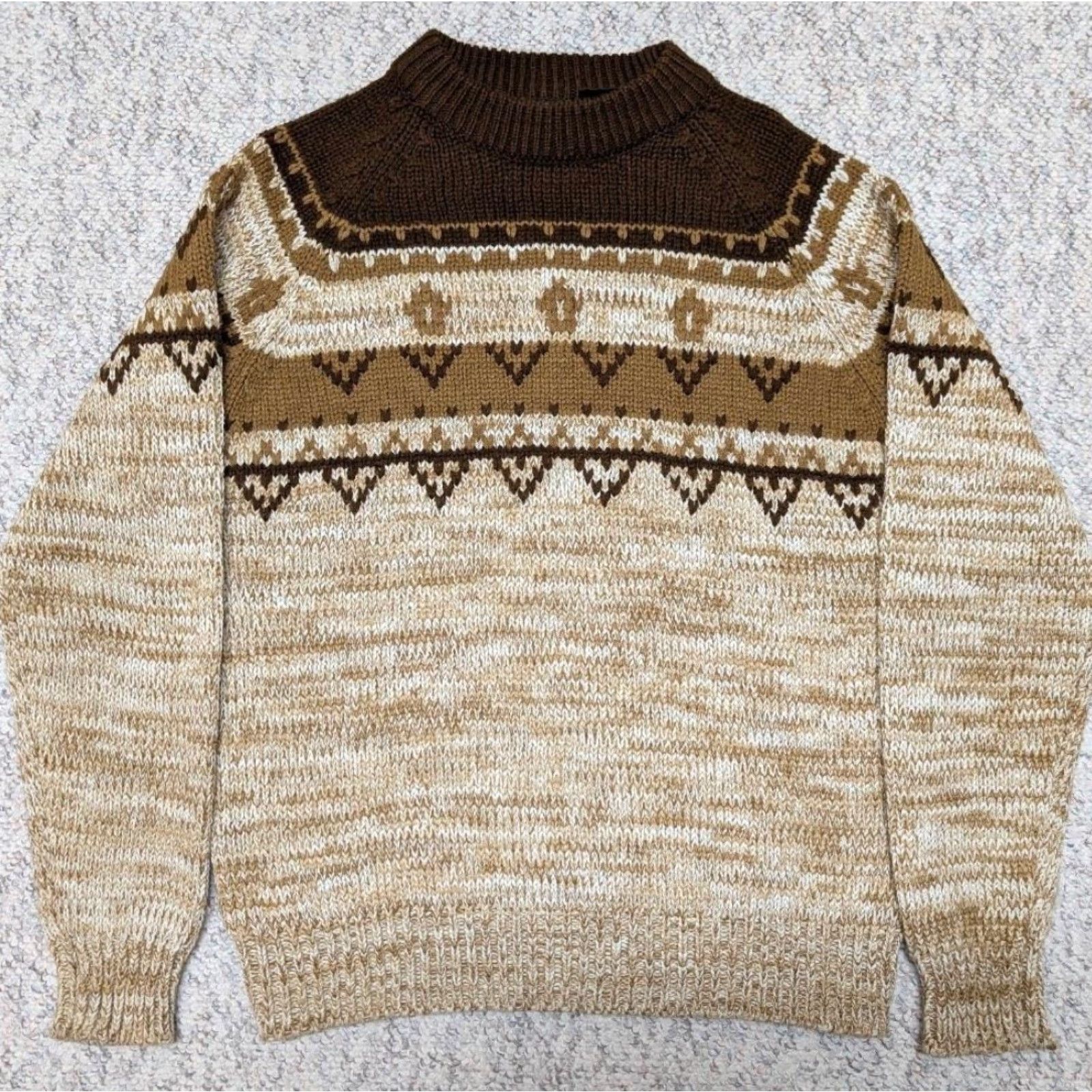 Vintage VINTAGE National Shirt Shops KNIT Sweater M Men Acrylic Crew Neck Brown 1970s Icelandic Ski Winter Holiday - Mens Size US M / EU 48-50 / 2 - 8 Thumbnail