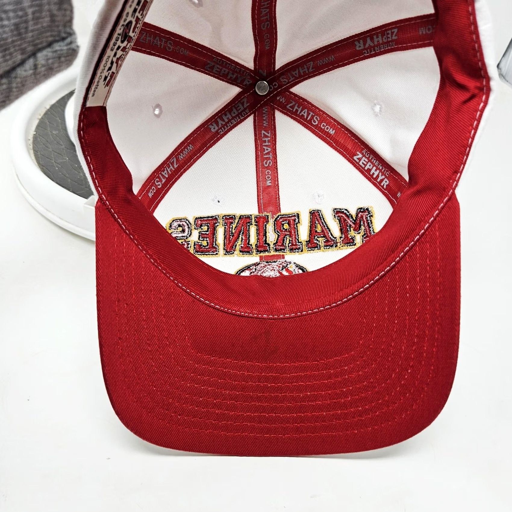 Zephyr Zephyr Marines Hat Cap Baseball Strap Back One Size White Mens USMC Twill Logo Size ONE SIZE - 6 Thumbnail