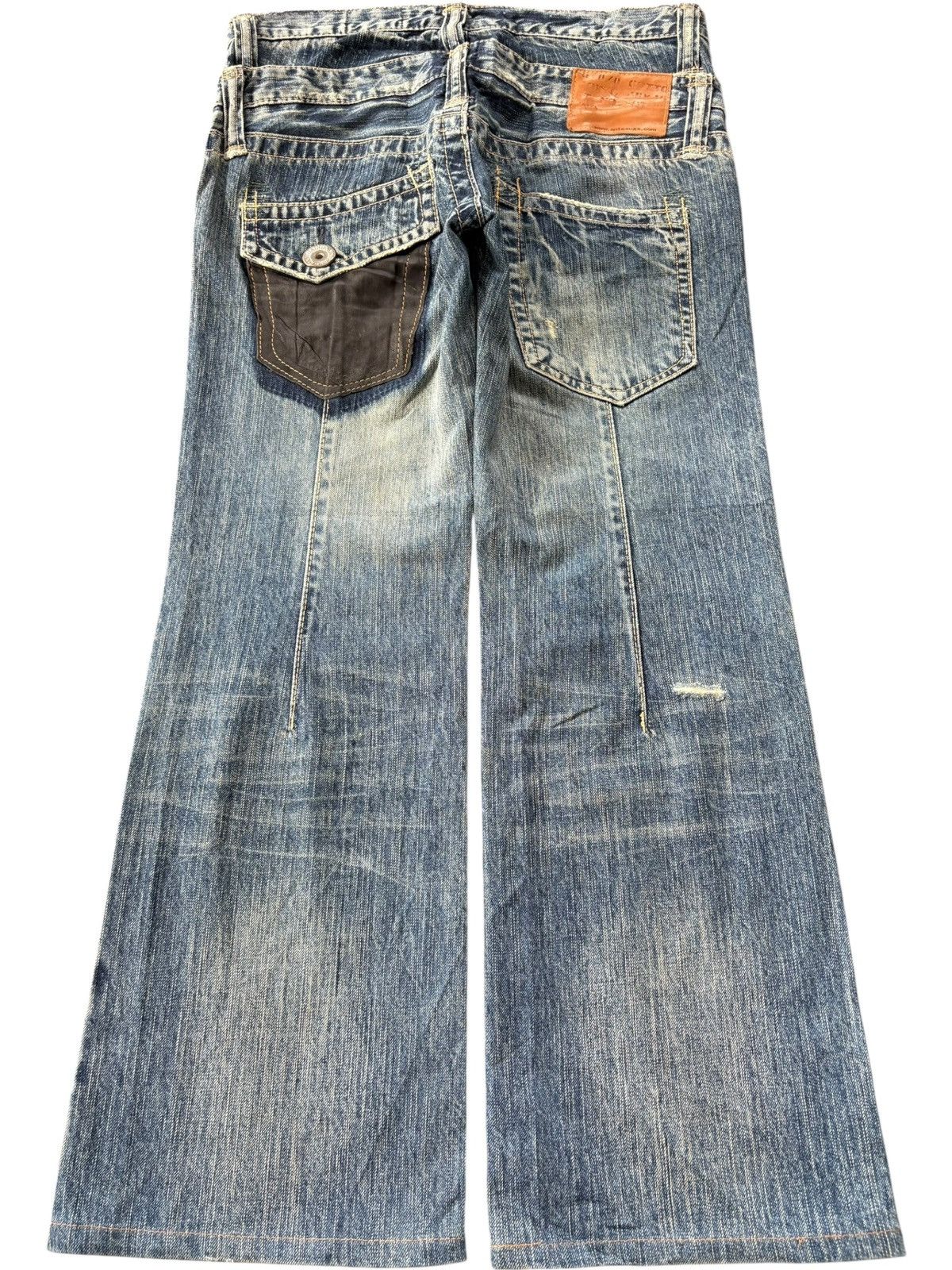 GOSTAR DE FUGA Vintage Japanese Brand Mud Wash Distress Flare Jeans Size 31" - 2 Thumbnail