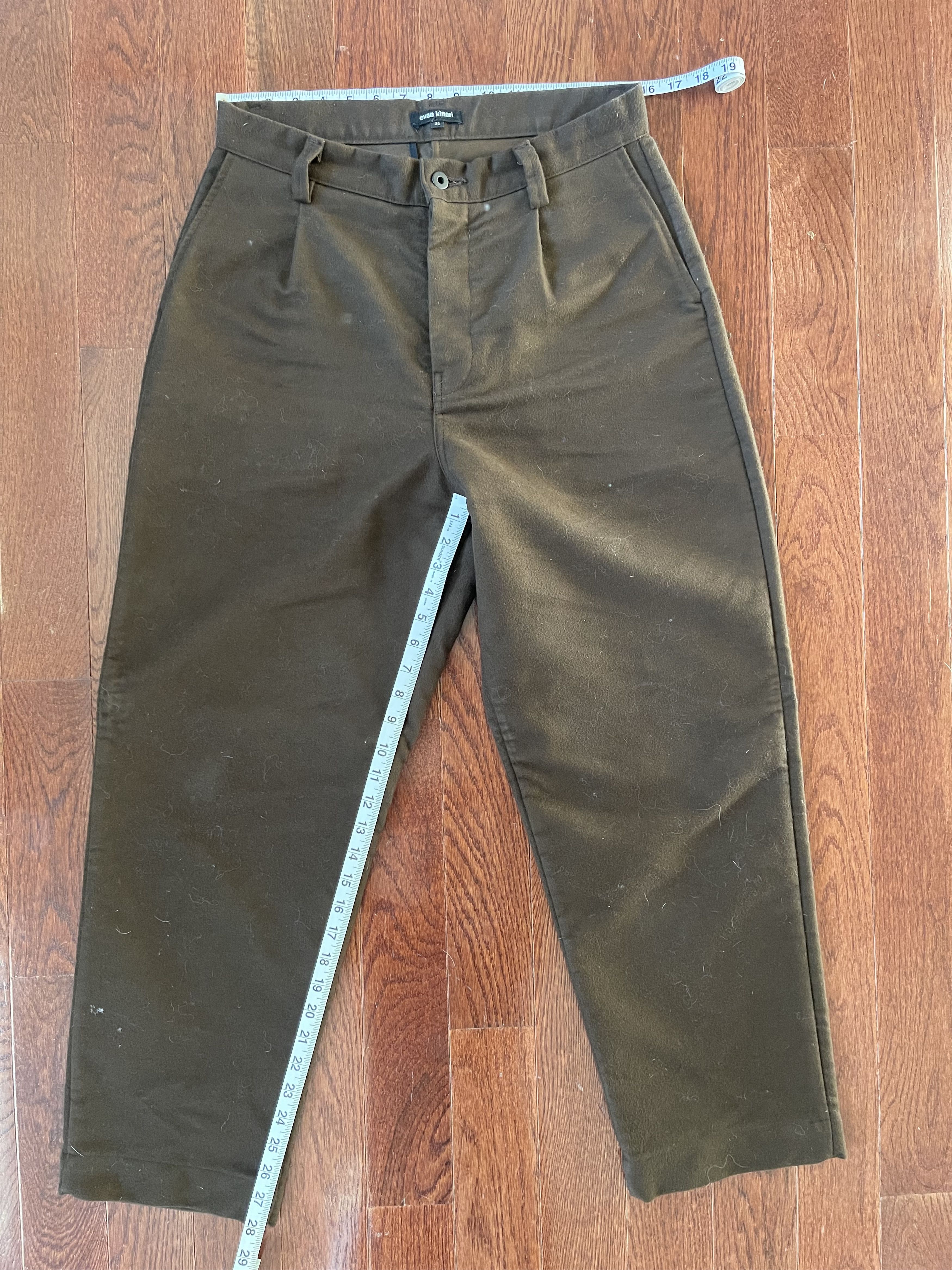 Evan Kinori Single Pleat Pant - Organic Cotton Moleskin, Brown 
