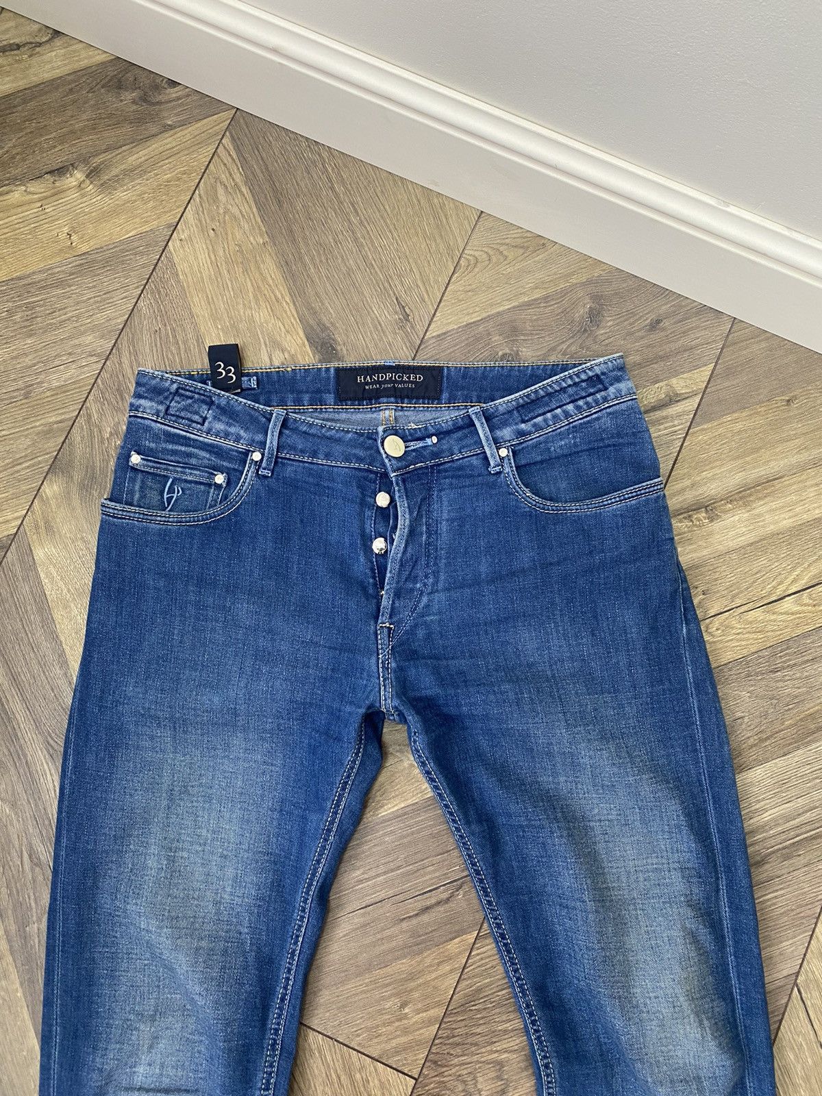 Designer × Vintage Vintage Handpicked Tapered Fit Denim Jeans Size US 33 - 6 Thumbnail