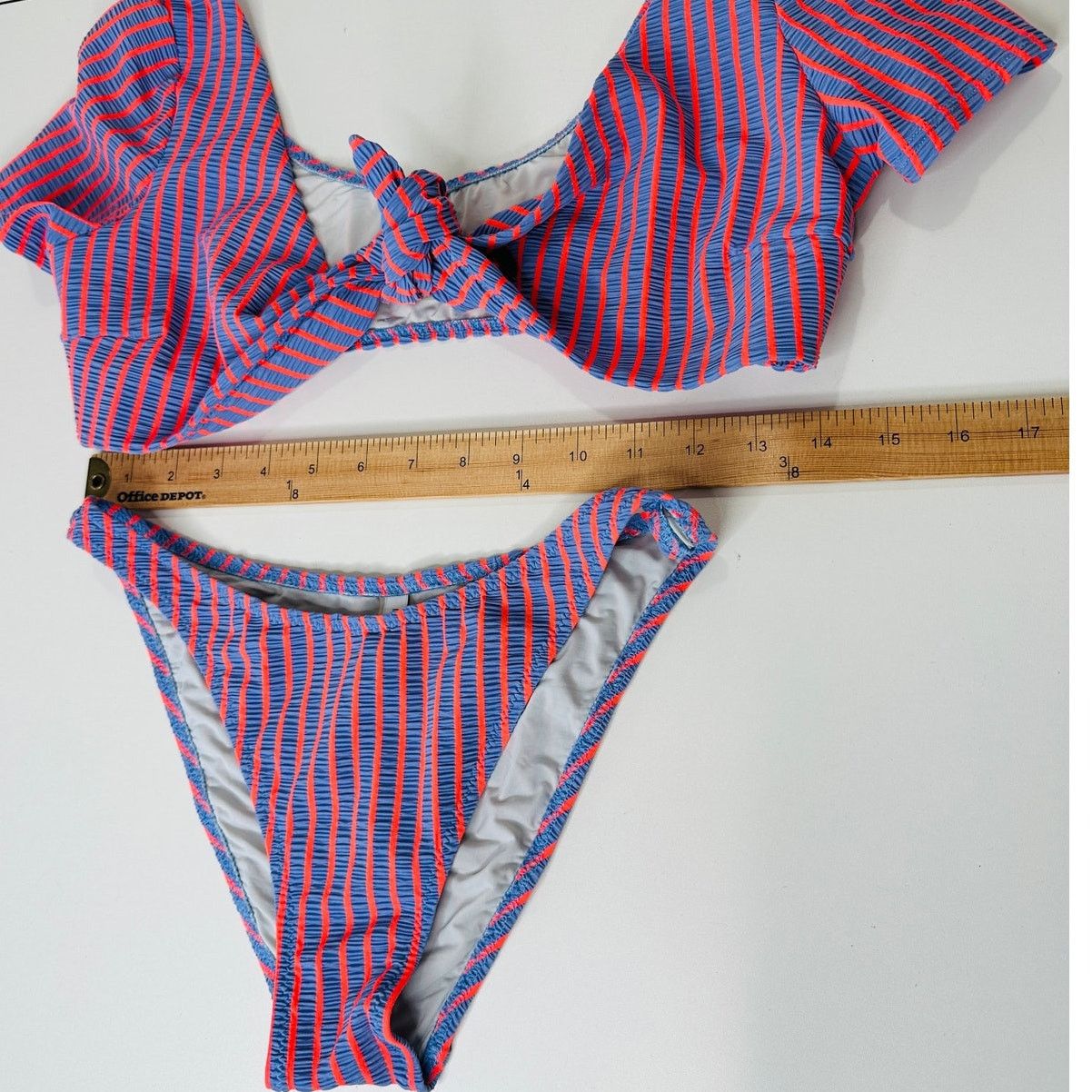 Solid & Striped Solid & Striped Lilac & Orange Striped Front Tie Bikini M Size M / US 6-8 / IT 42-44 - 5 Thumbnail