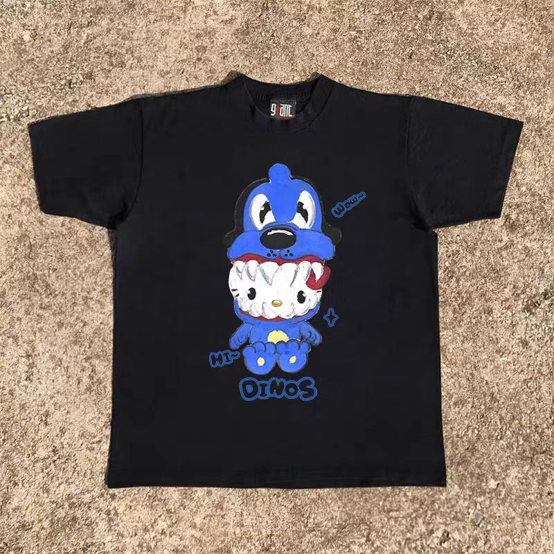 Vintage Black washed retro dinosaur cat print t-shirt Size US M / EU 48-50 / 2 - 1 Thumbnail