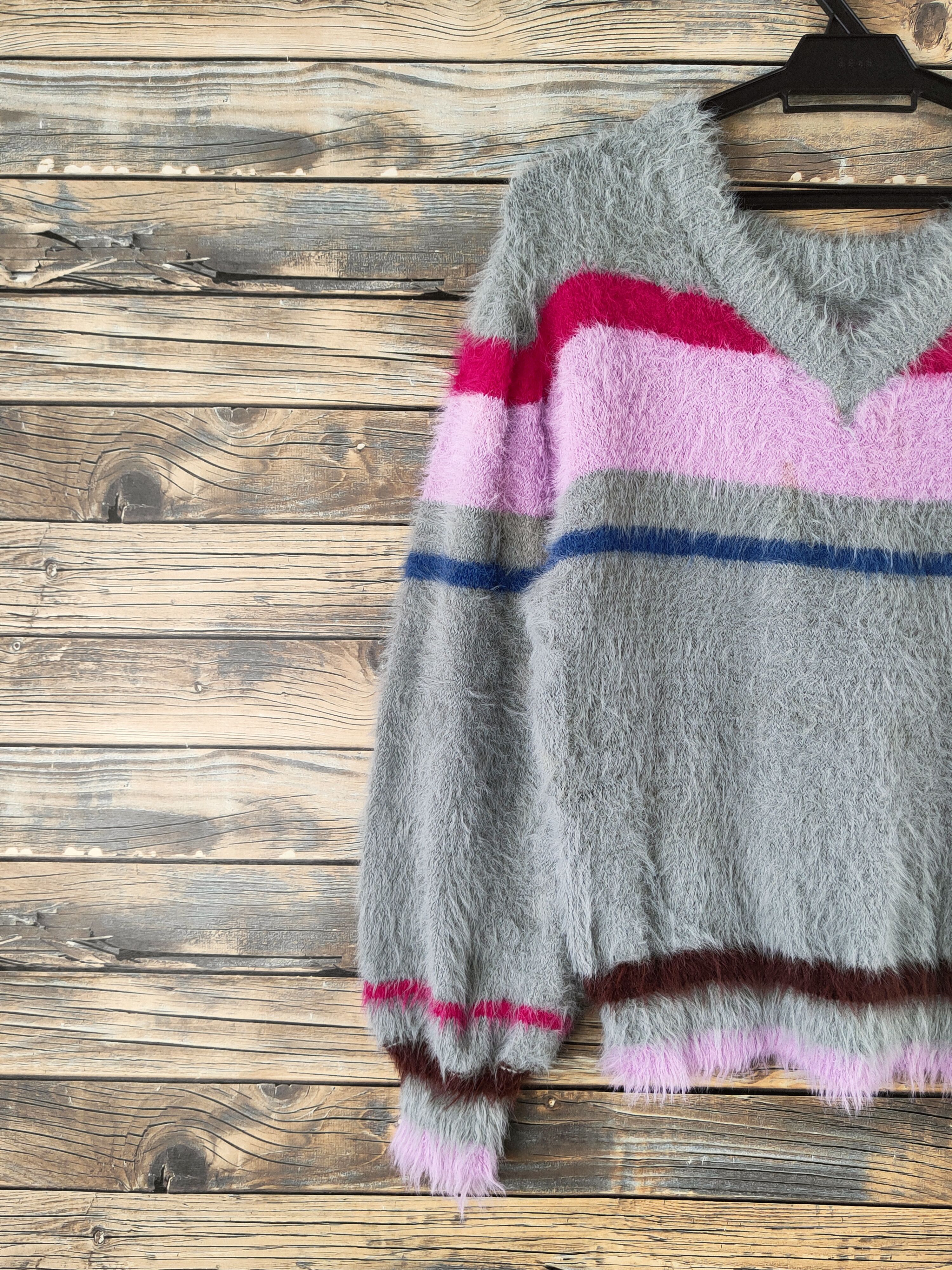 Japanese Brand DL Muse muse Gray Fur Mohair shaggy Knitwear #46-989 Size M / US 6-8 / IT 42-44 - 3 Thumbnail