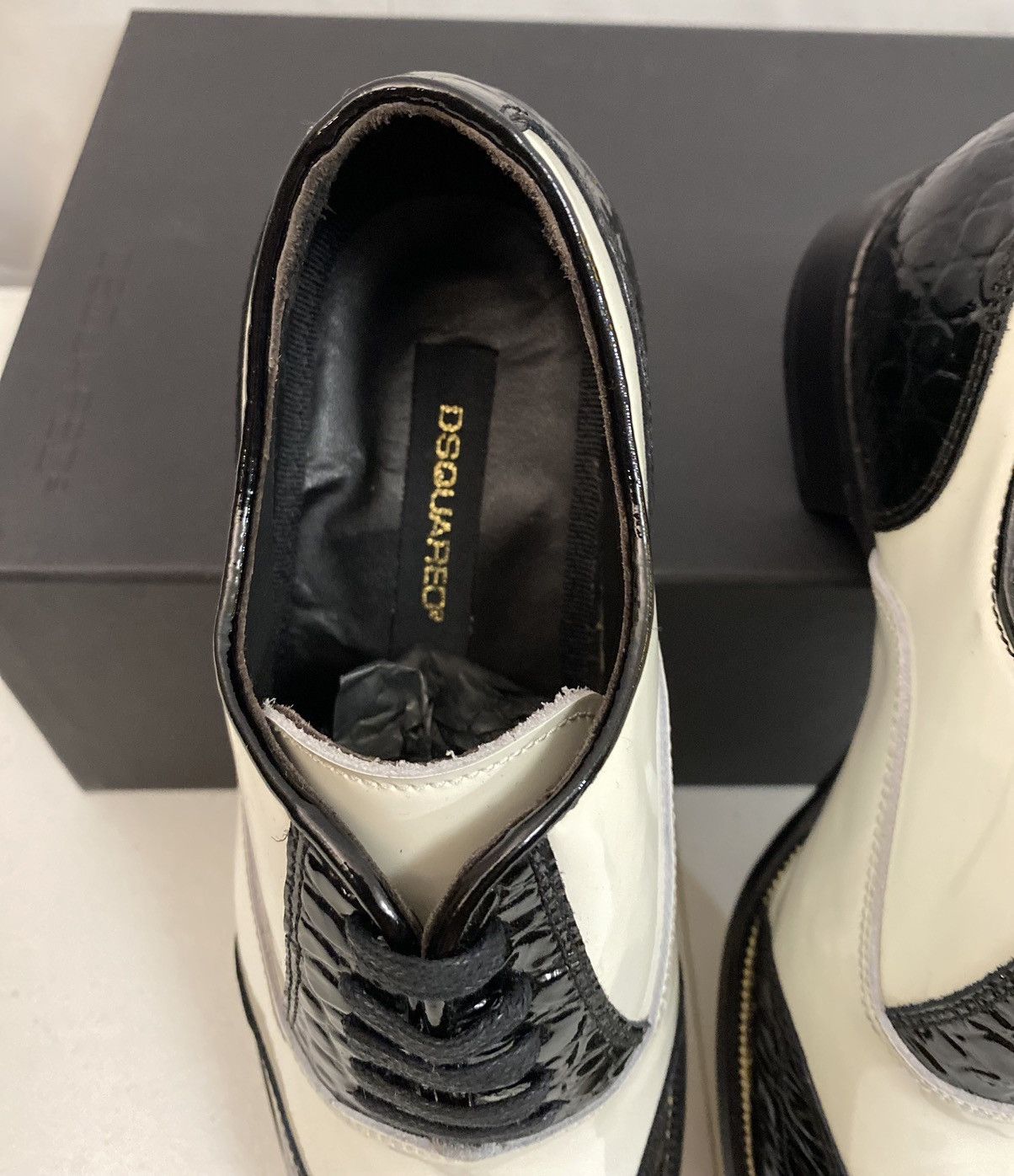 Dsquared2 Dsquared2 🇮🇹 Croc stampo/Patent Spectator Brogue oxford 7 NEW Size US 7 / EU 40 - 8 Thumbnail