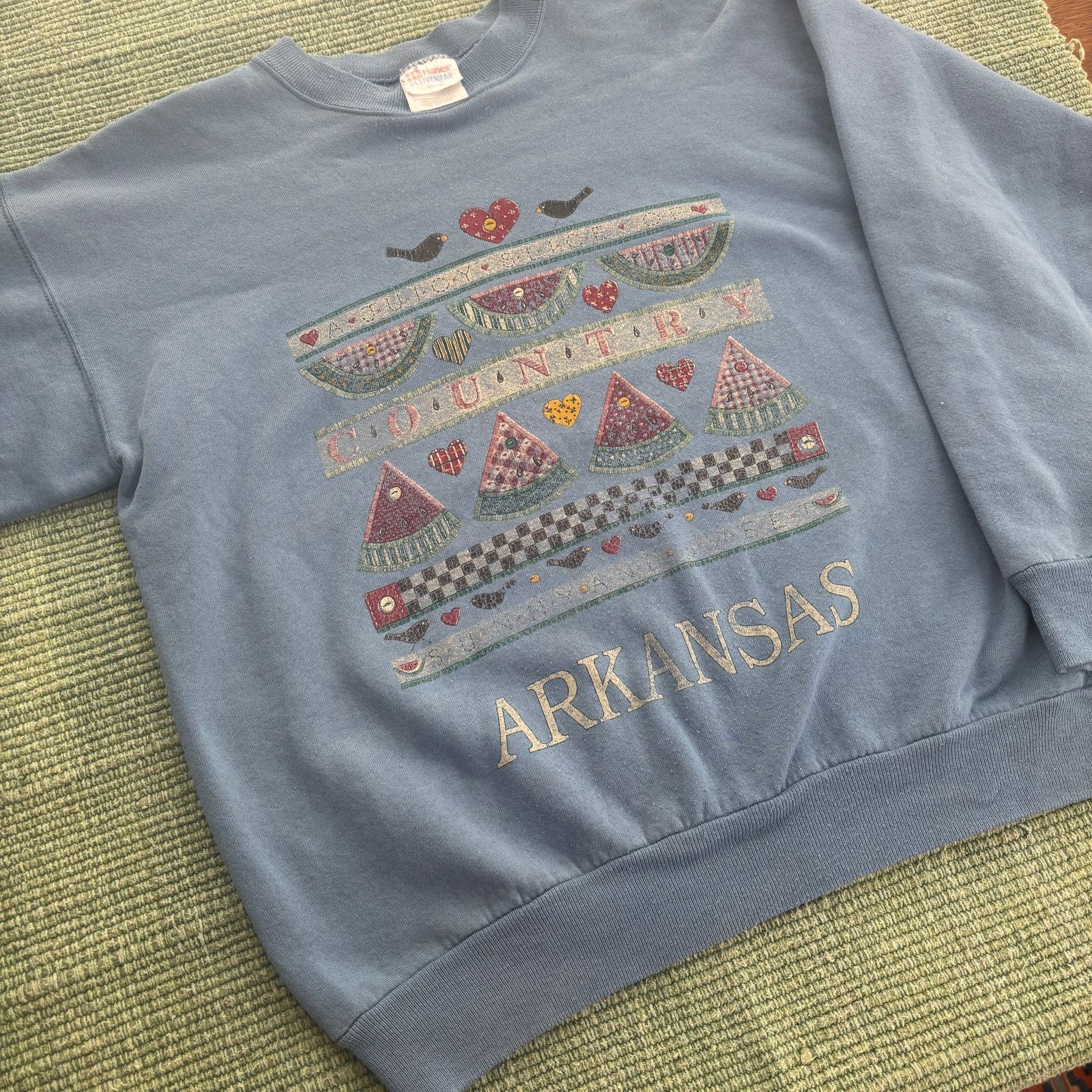 Hanes Vintage Arkansas cottagecore light blue grandma sweatshirt Size M / US 6-8 / IT 42-44 - 6 Thumbnail