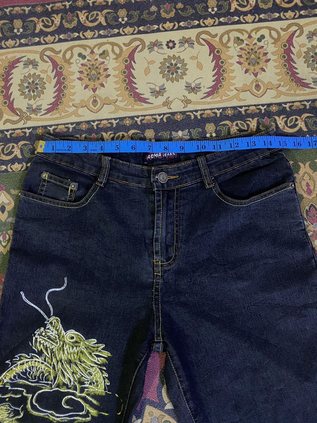 Japanese Brand 🔥FLARE🔥Japanese Brand Aoma Jeans Sukajan Dragon Style Denim Size US 29 - 11 Thumbnail
