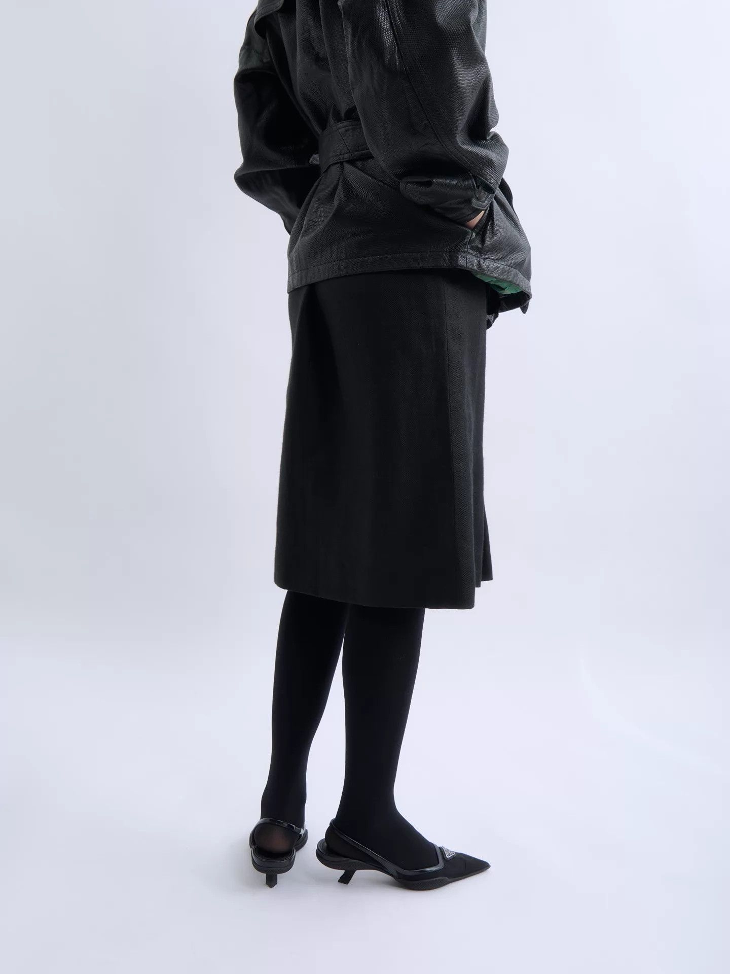 Chanel CHANEL 2004 Linen-Cashmere PencilSkirt Women's Black Size 27" / US 4 / IT 40 - 5 Thumbnail