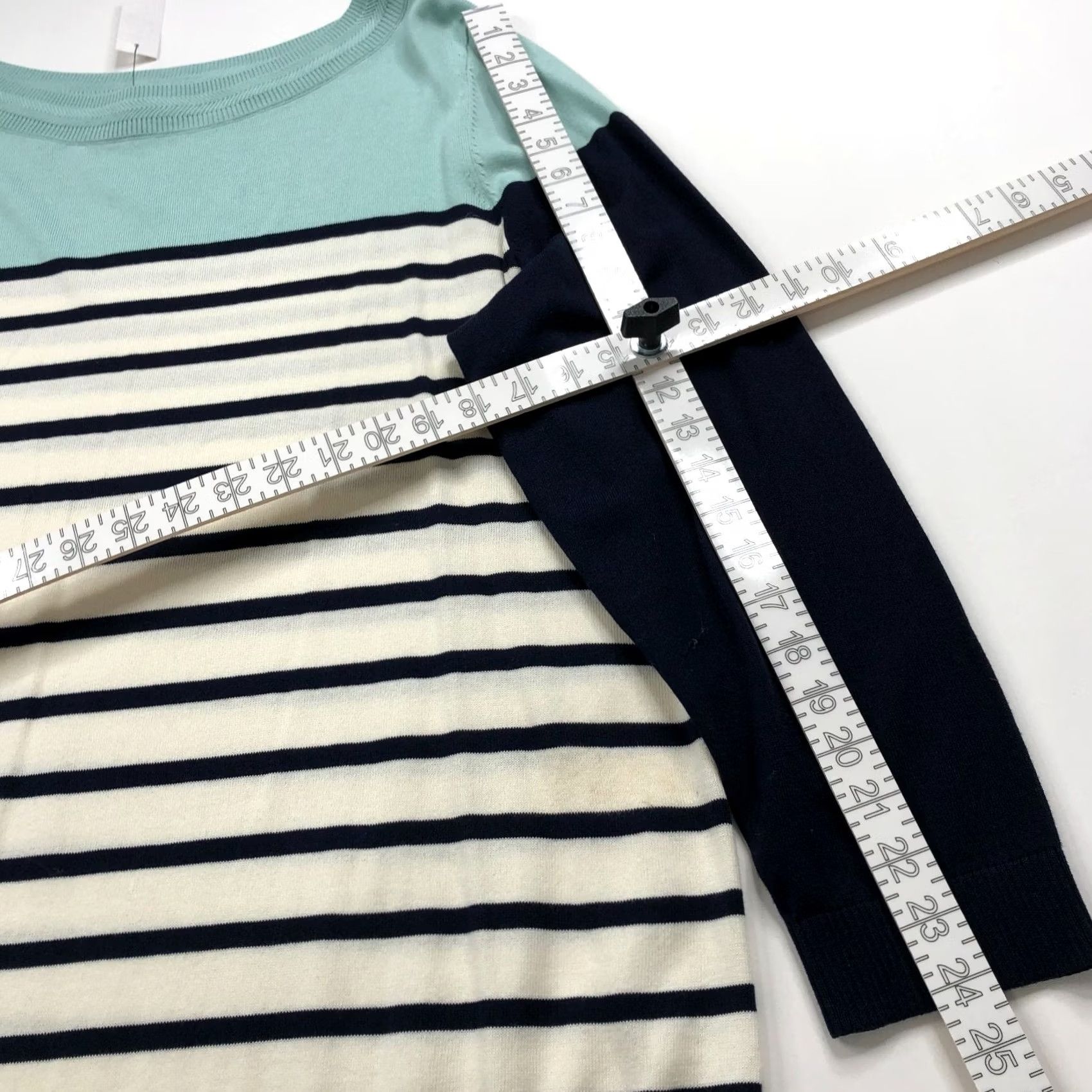 Talbots Talbots Plus NEW Plus 2X Lightweight Boat Neck Pullover Sweater Blue Ivory Striped Knit Pullover Casual Womens 2X Lightweight Pullover Sweater Size XXL / US 16-18 / IT 52-54 - 4 Thumbnail