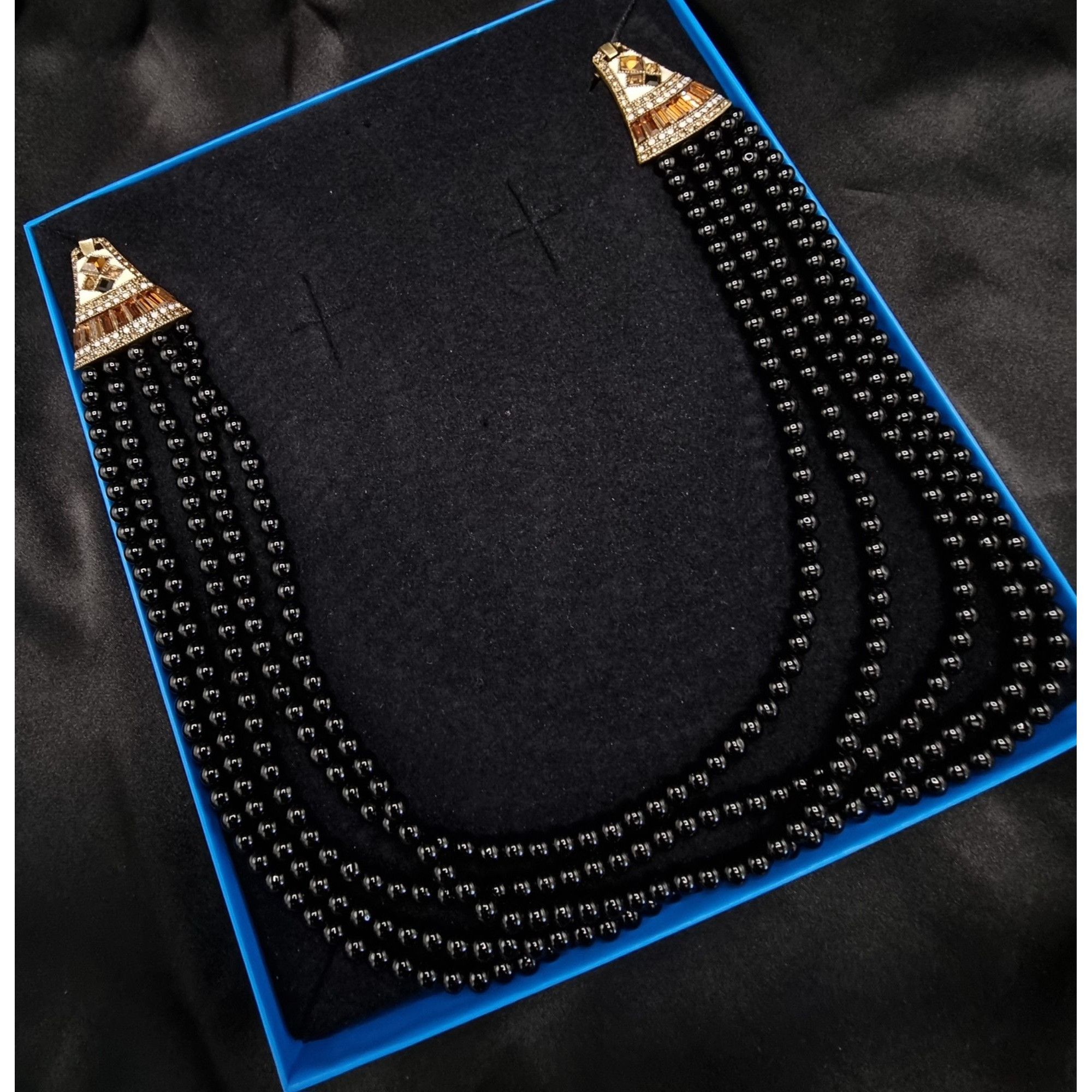 Vintage Heidi Daus Multi-Strand Black Beaded Necklace With Ornate Cr Size ONE SIZE - 2 Thumbnail