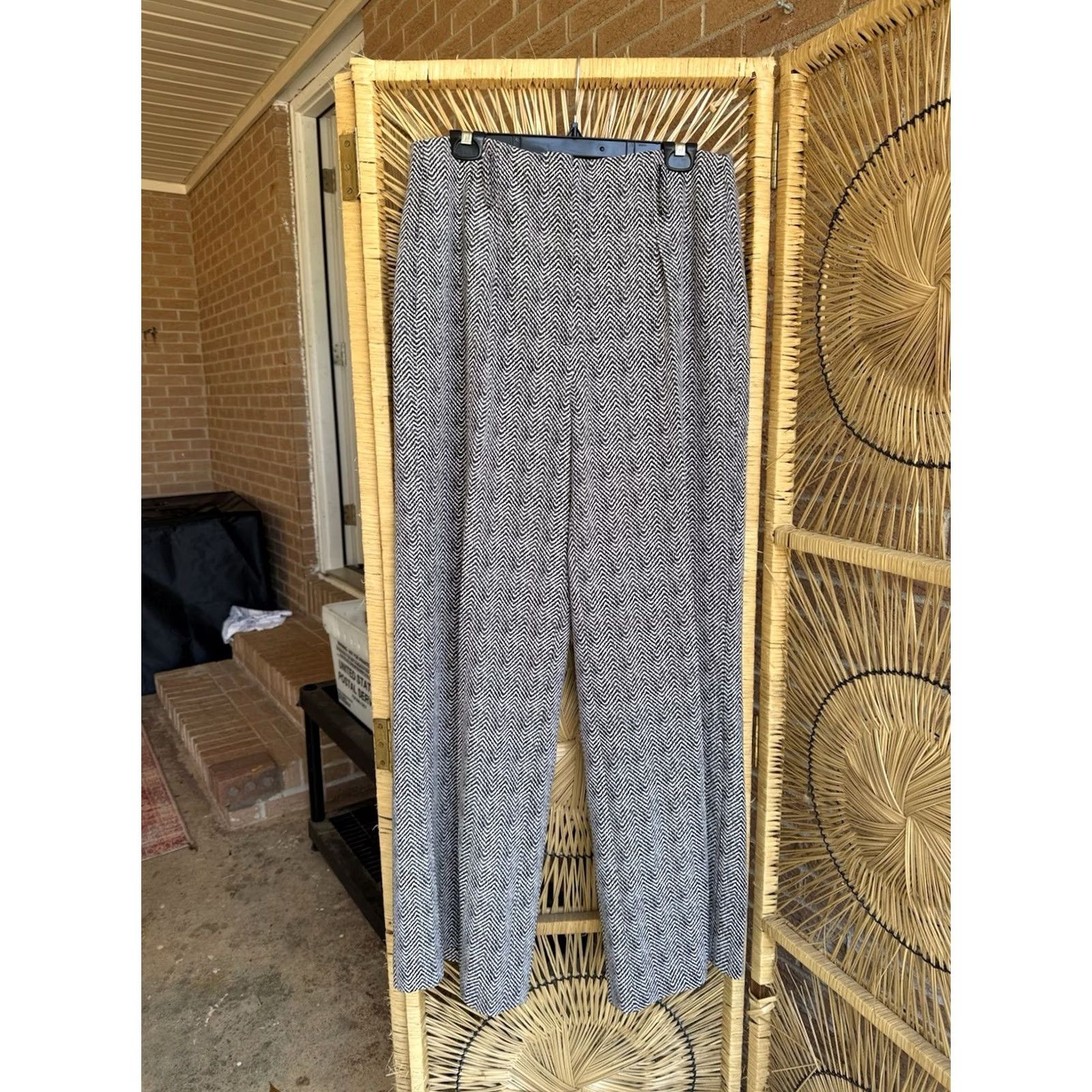 White House Black Market VINTAGE White House Black Market Luna Wide Leg Dress Pant 12 Black White Print Women's Pants Wide-Leg 31in Inseam Size 34" / US 12 / IT 48 - 2 Thumbnail