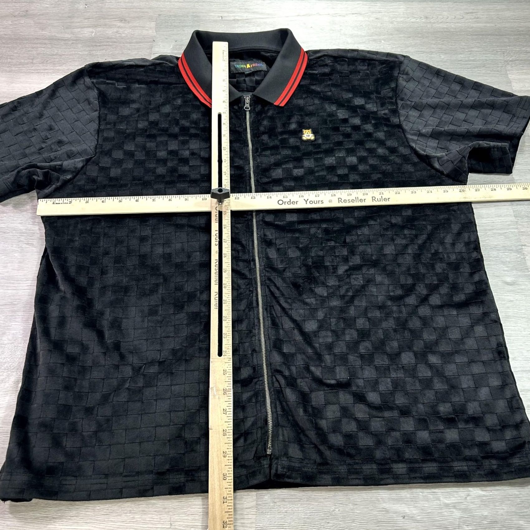 Teddy Fresh Teddy Fresh Polo Shirt Mens 3XL Black Check Full Zip Bear Logo Streetwear Shirt Size US XXL / EU 58 / 5 - 5 Thumbnail