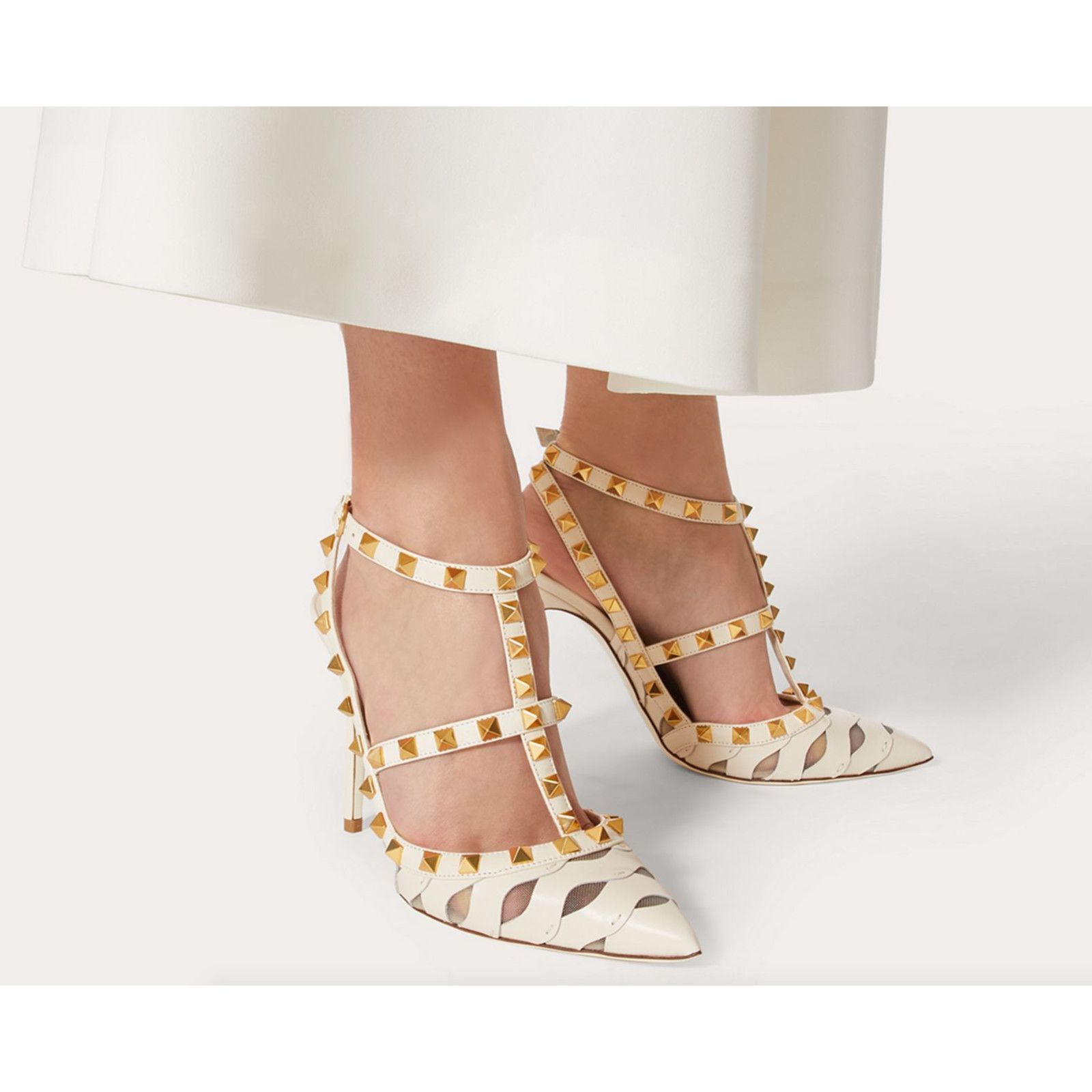 Valentino Rockstud Wave Embroidery Ankle Strap Classic Heel Pump 41 Size US 11 / IT 41 - 3 Thumbnail