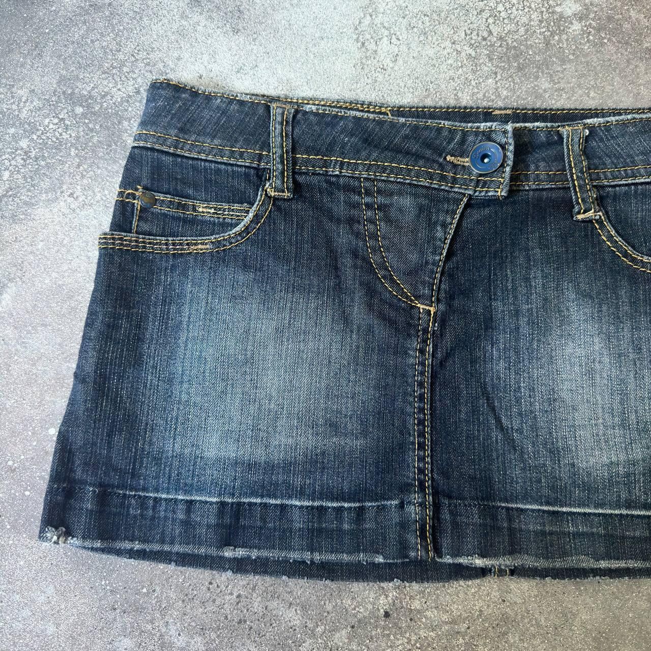20471120 × Hysteric Glamour × Japanese Brand Y2K Super Sexy Washed Denim Asymmetric Mini Skirt Size 30" / US 8 / IT 44 - 2 Thumbnail