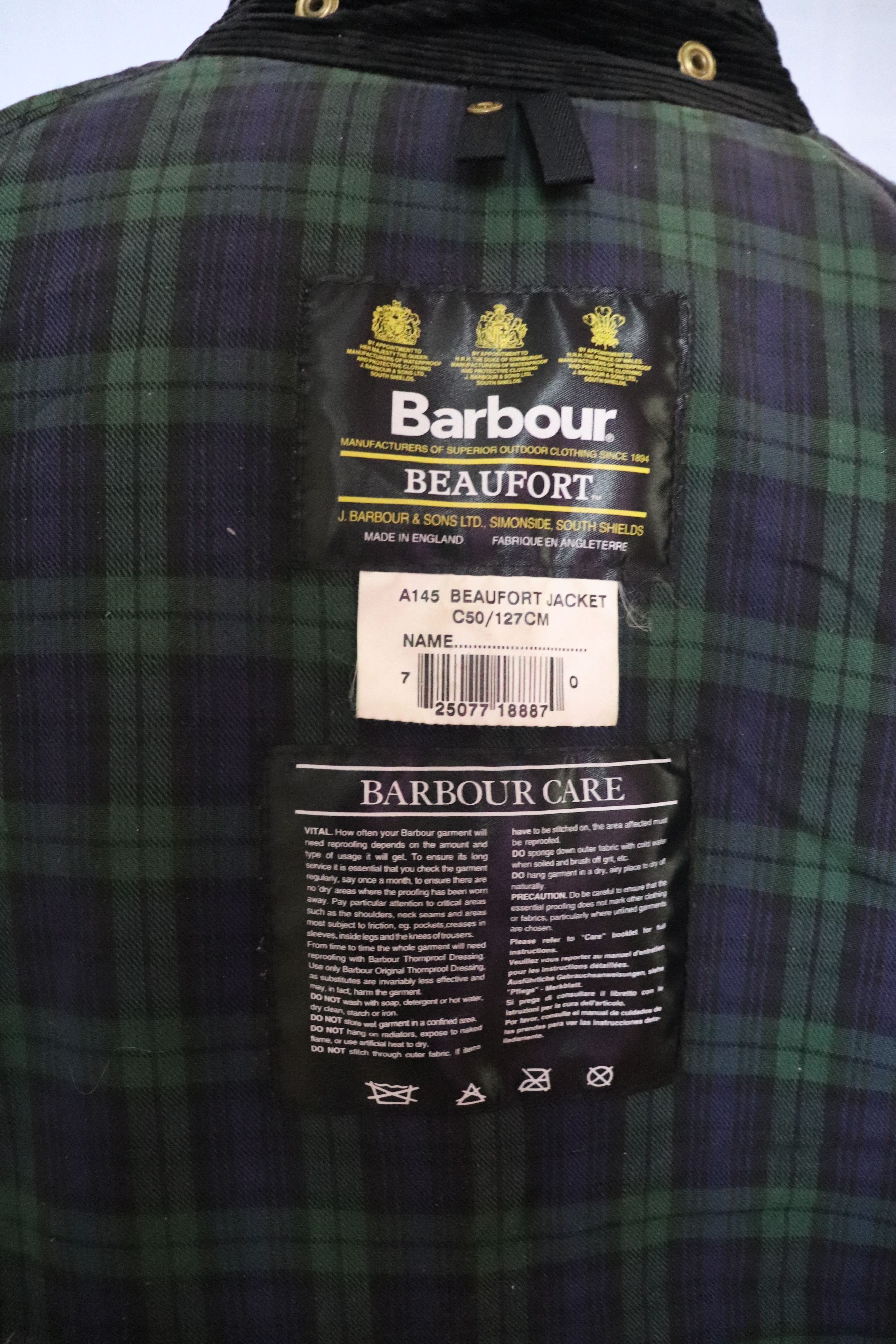 Barbour Barbour Beaufort Waxed Cotton Jacket A145 Coat rare UK Sz XL Size US XL / EU 56 / 4 - 12 Thumbnail