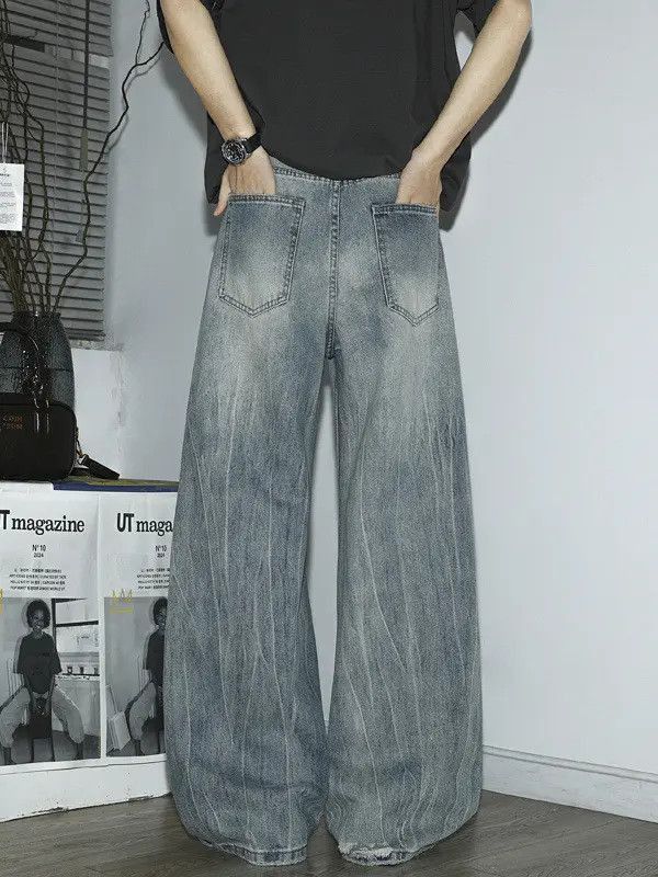 Japanese Brand Retro loose wide leg hip-hop ripped jeans Size US 32 / EU 48 - 5 Thumbnail