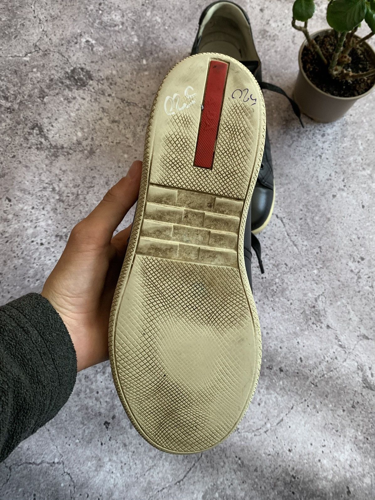 Prada 🔥PRADA LEATHER RED TAB LOW TOP SNEAKERS Size US 7.5 / EU 40-41 - 11 Thumbnail