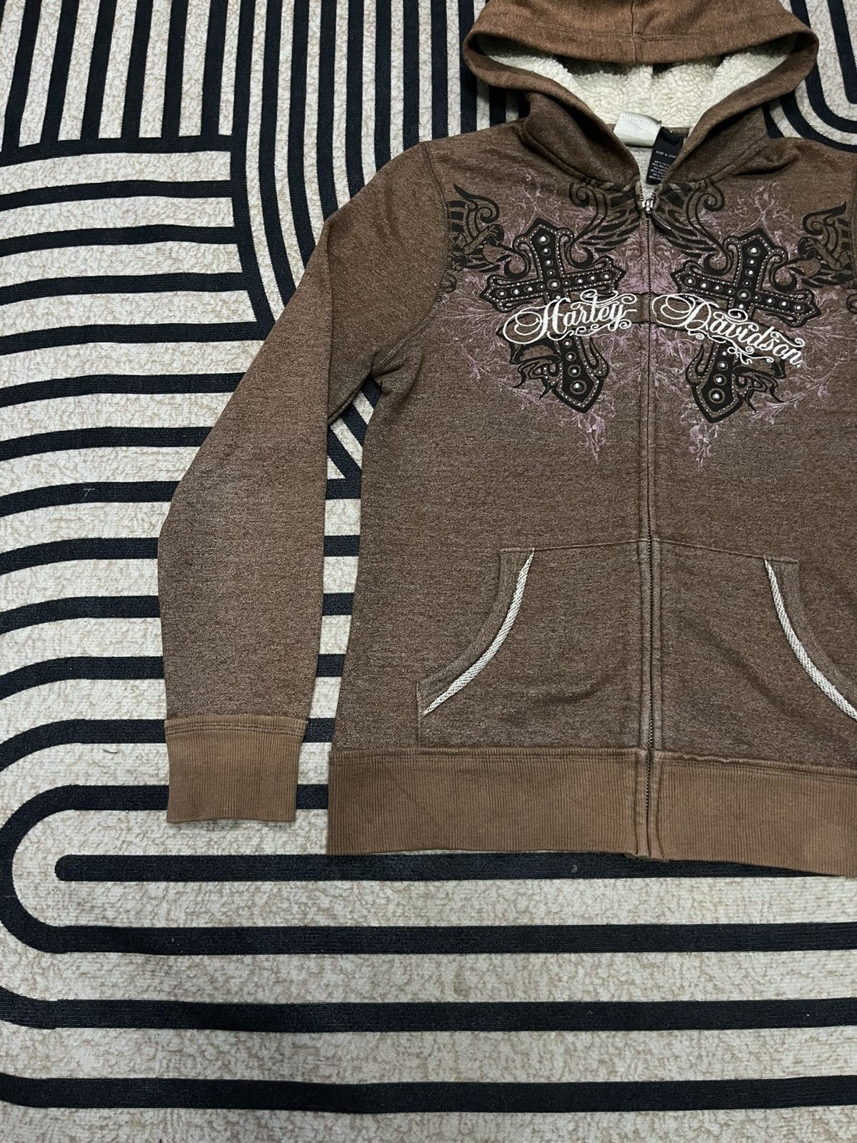 Harley Davidson VINTAGE Y2K HARLEY DAVIDSON SPELLOUT CROSS FADED HOODIE Size M / US 6-8 / IT 42-44 - 3 Thumbnail