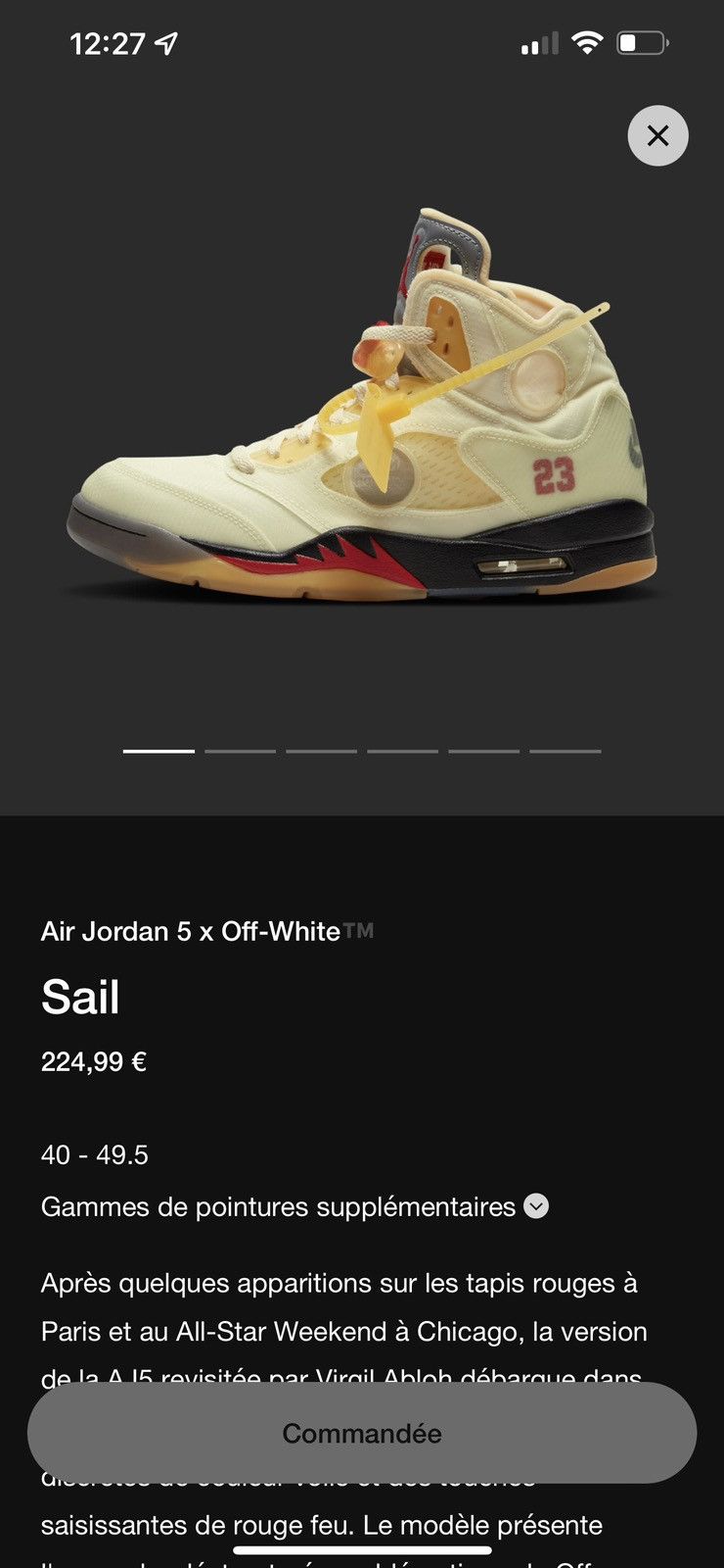Jordan Brand × Nike × Off-White Air Jordan 5 Off white Size US 12 / EU 45 - 20 Thumbnail