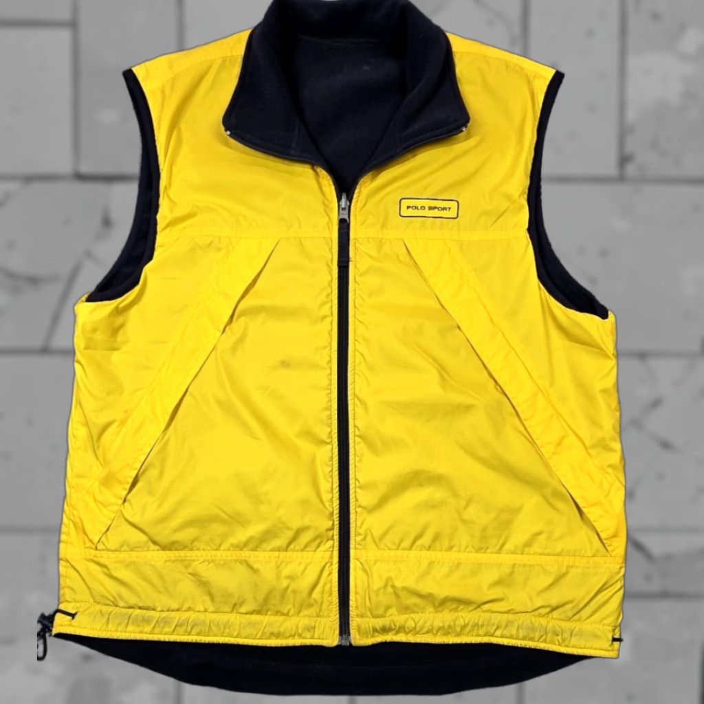 Polo Ralph Lauren VINTAGE Polo Ralph Lauren Polo Sport Vest L Yellow Blue Reversible Polartec Fleece Fullzip Size US L / EU 52-54 / 3 - 1 Thumbnail