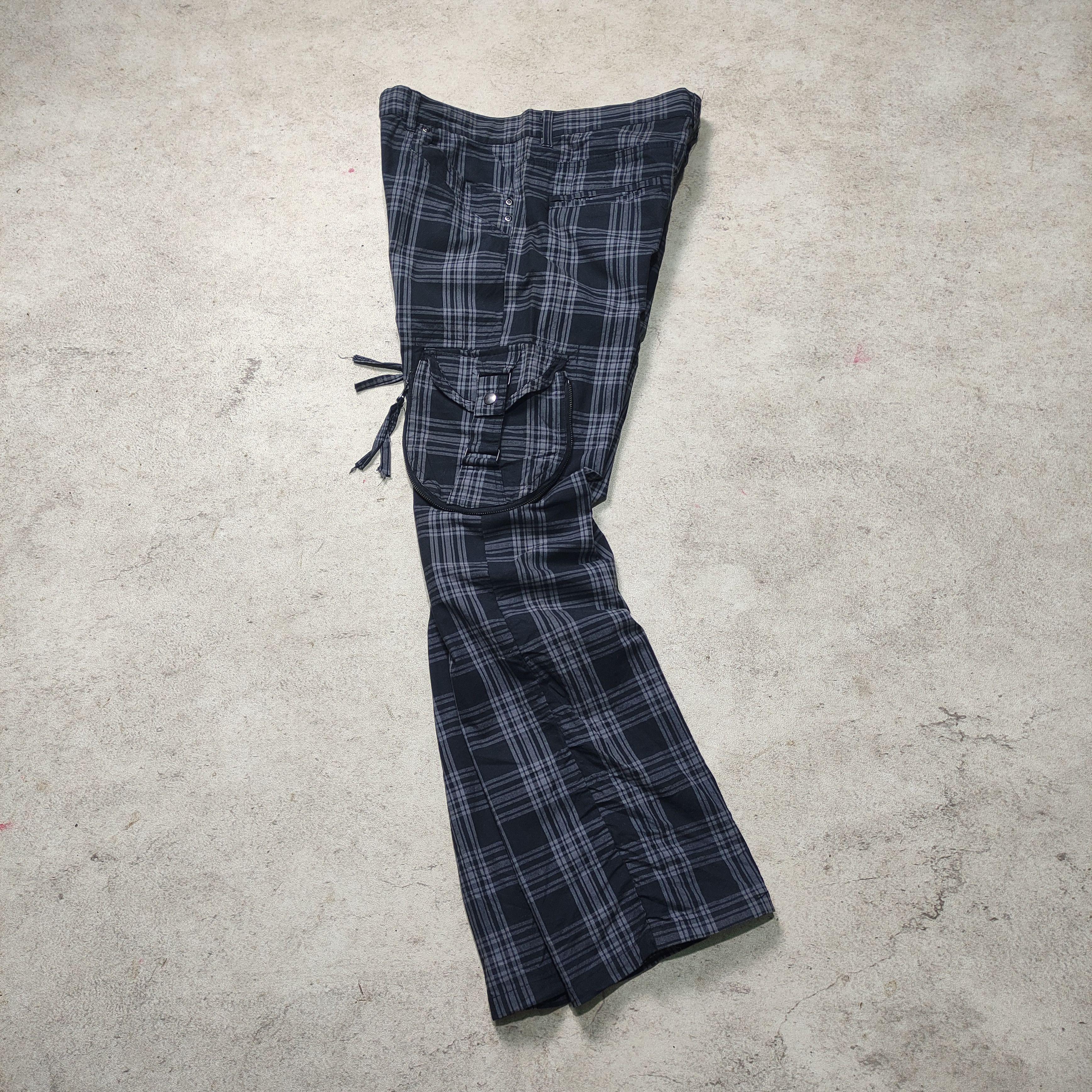 If Six Was Nine 31040 = SKKONE Plaid Bondage Cargo Pants Size US 32 / EU 48 - 3 Thumbnail