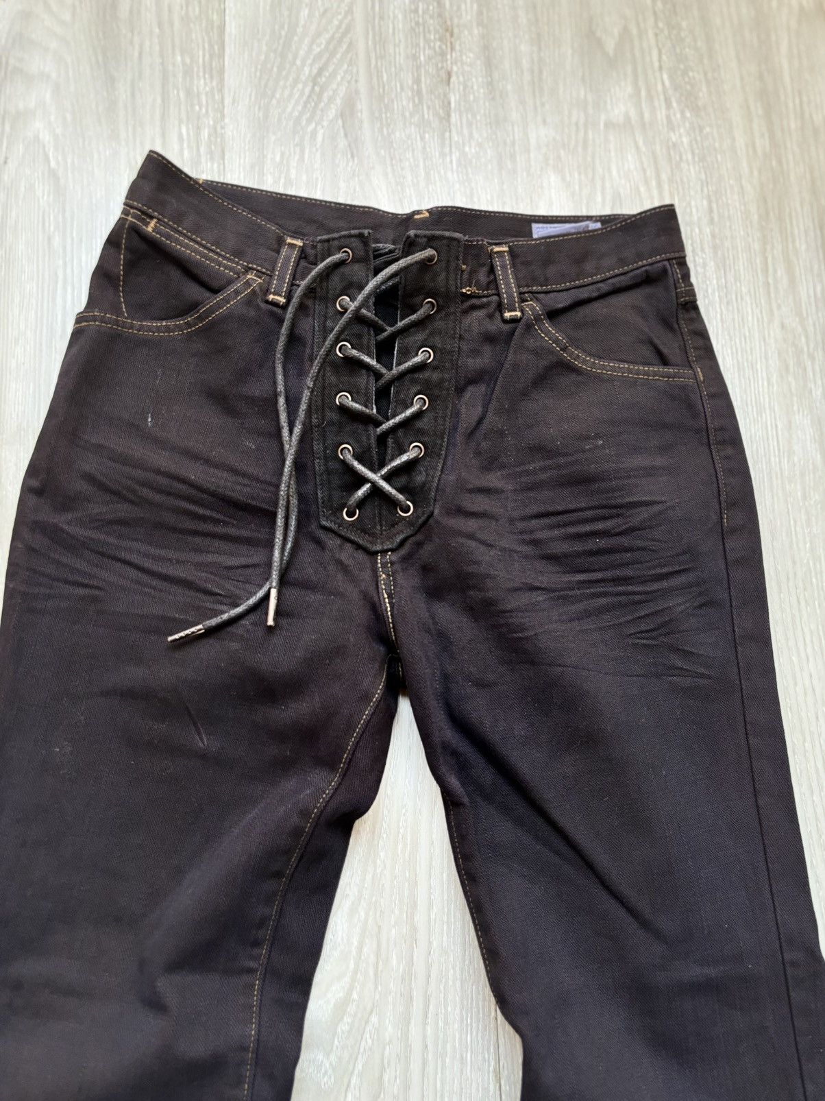 Japanese Brand Wrangler lace up flare jeans Size US 27 - 2 Thumbnail