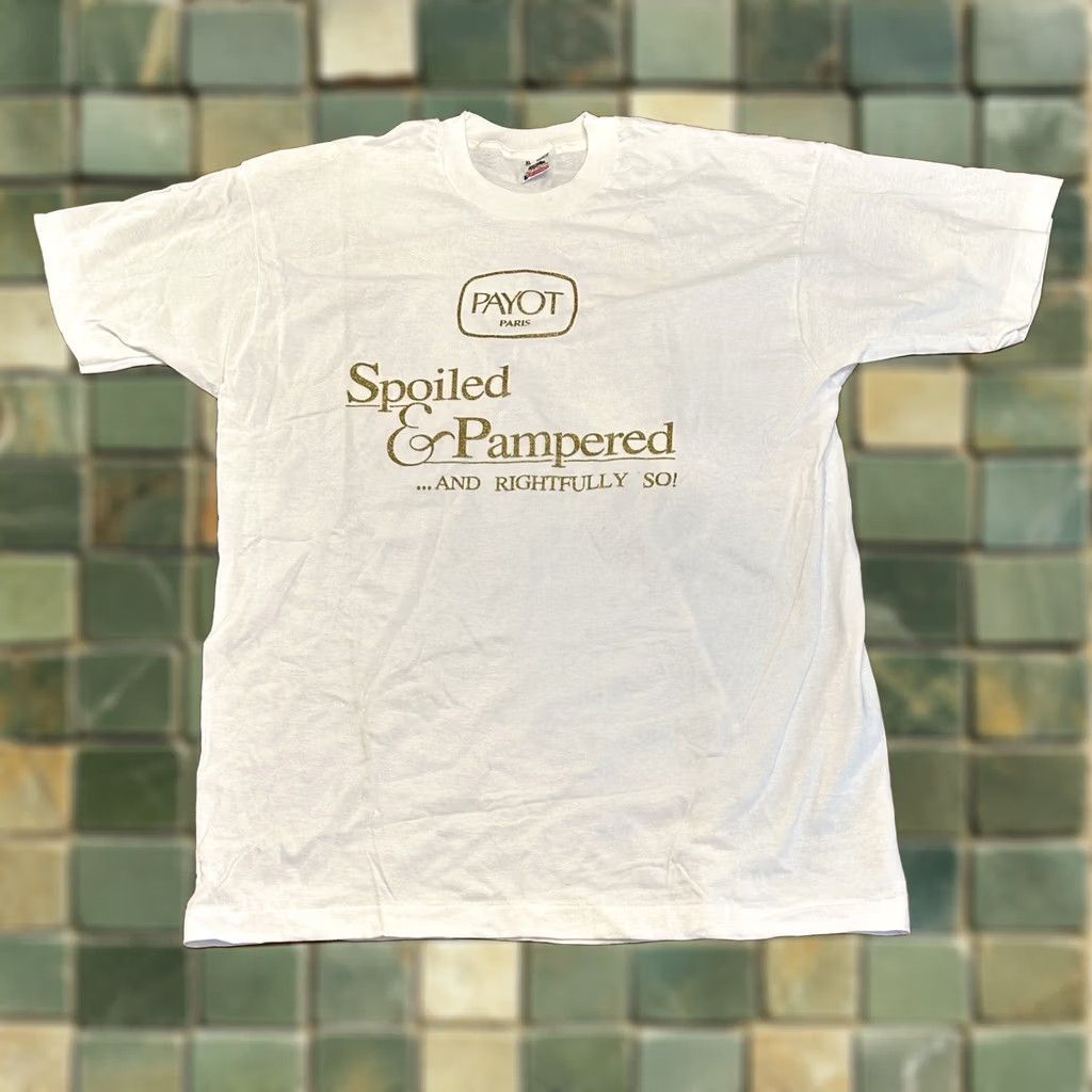 Fruit Of The Loom VINTAGE 90s Payot Paris T Shirt XL Fruit of the Loom White Beauty Spoiled & Pampered Mens Size US XL / EU 56 / 4 - 1 Thumbnail
