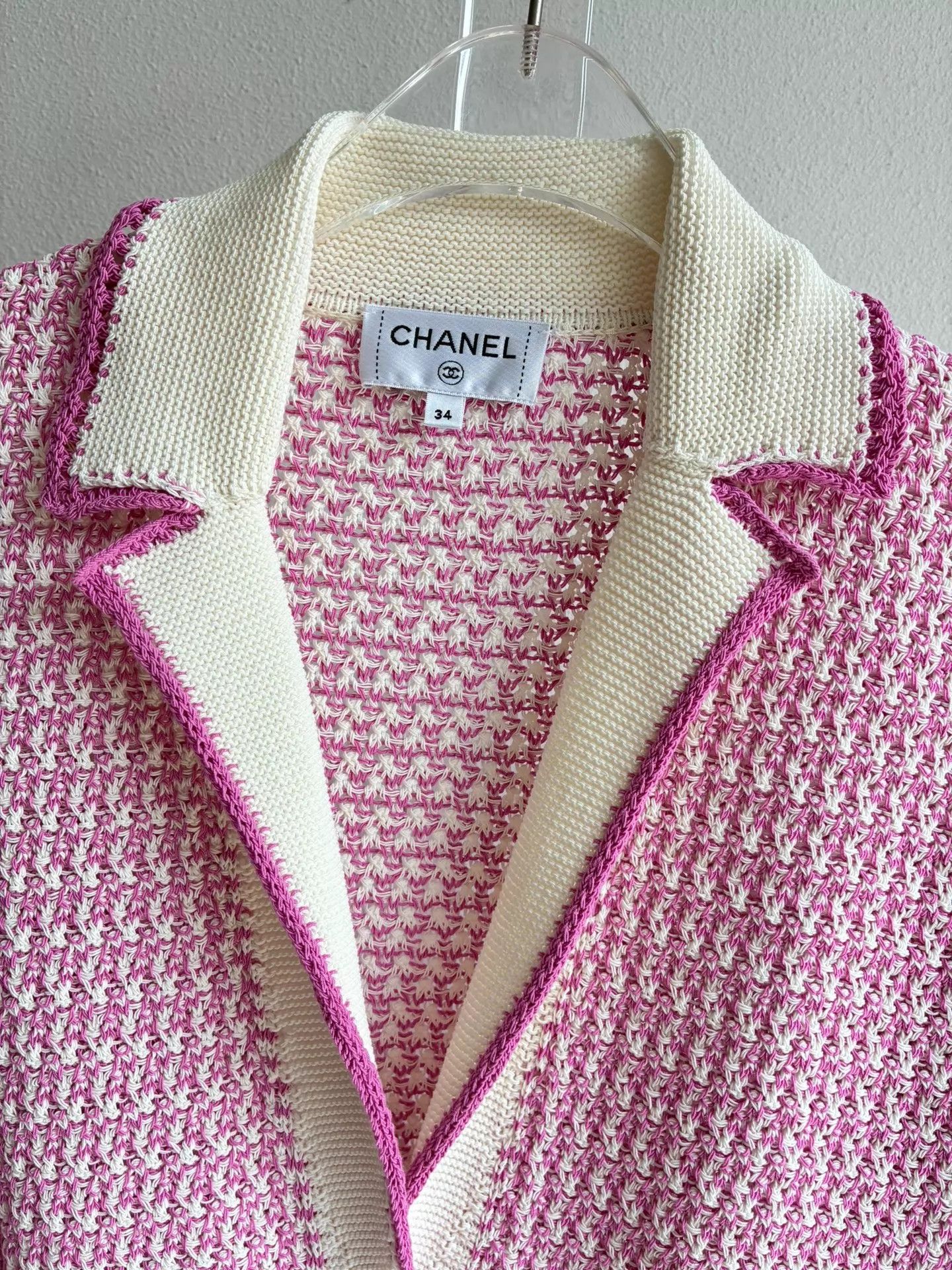 Chanel Chanel 22P Spring/Summer Pink & White Knit Cardigan Size XS / US 0-2 / IT 36-38 - 3 Thumbnail