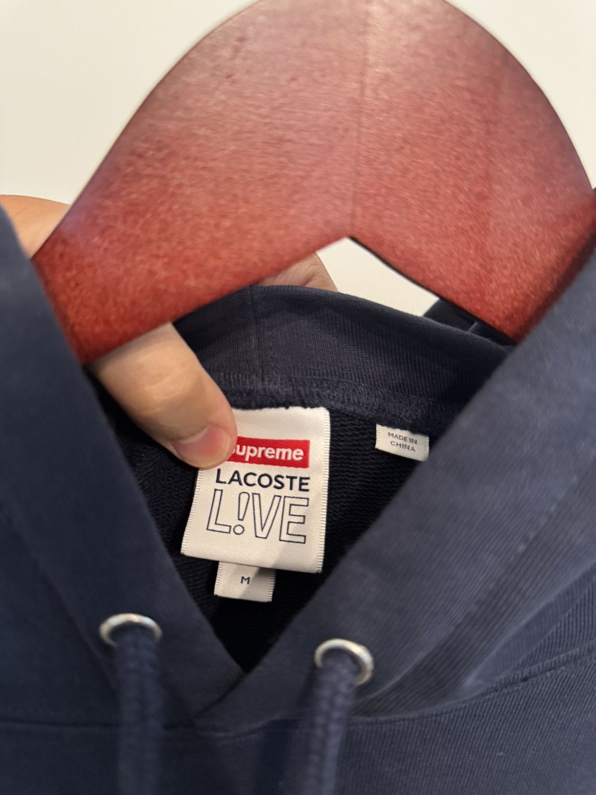 Lacoste × Supreme Supreme®/LACOSTE Logo Panel Hooded Sweatshirt Navy Sz Medium Size US M / EU 48-50 / 2 - 4 Thumbnail