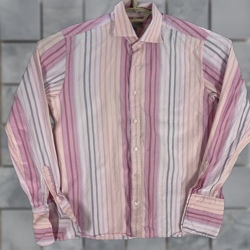 Ted Baker Ted Baker Button Up Shirt Size L Pink Stripe 100% Cotton Preppy Casual Mens Regular Long Sleeve Button-Up Collared Multicolor Pattern Striped Size US L / EU 52-54 / 3 - 1 Thumbnail