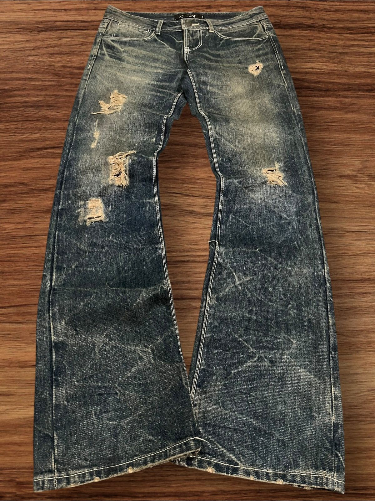 If Six Was Nine Vintage Japanese Brand Cavaria Distressed Whisker Flare Jean Size US 30 / EU 46 - 1 Thumbnail