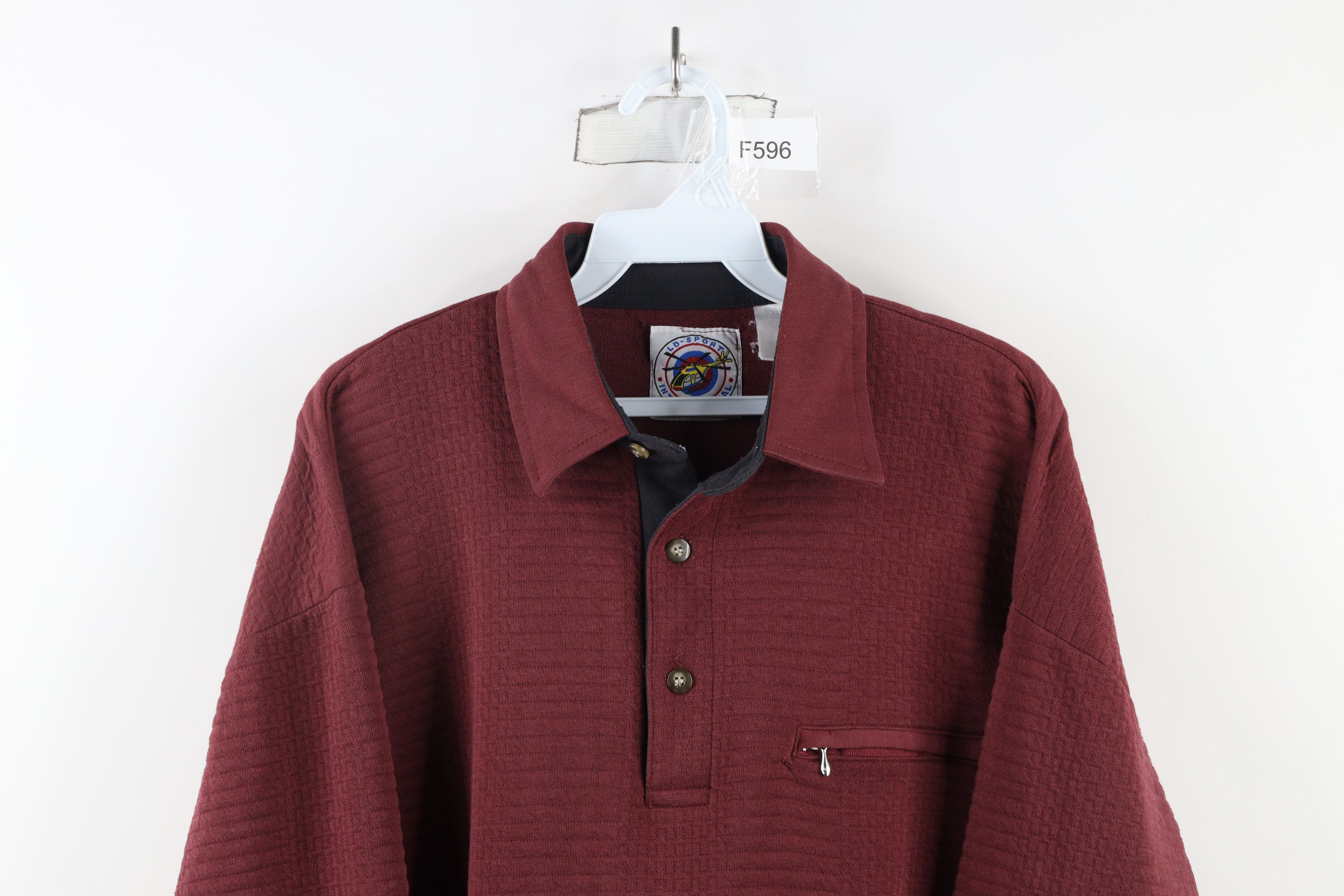 Vintage Vintage 90s Streetwear Textured Collared Pullover Sweatshirt Size US L / EU 52-54 / 3 - 2 Thumbnail