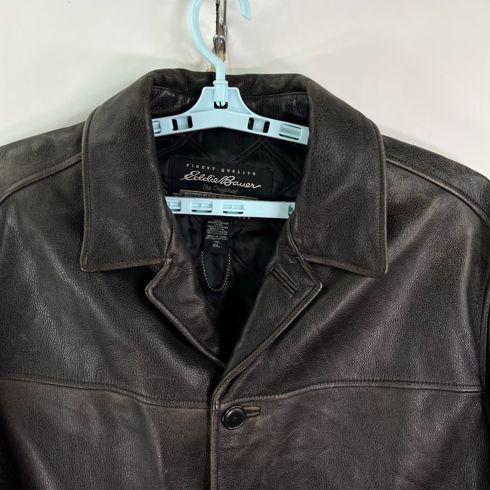 Eddie Bauer Eddie Bauer Leather Jacket Mens XLT Brown Thinsulate Button-Up Mid-Length With Quilted Accents Size US XL / EU 56 / 4 - 4 Thumbnail