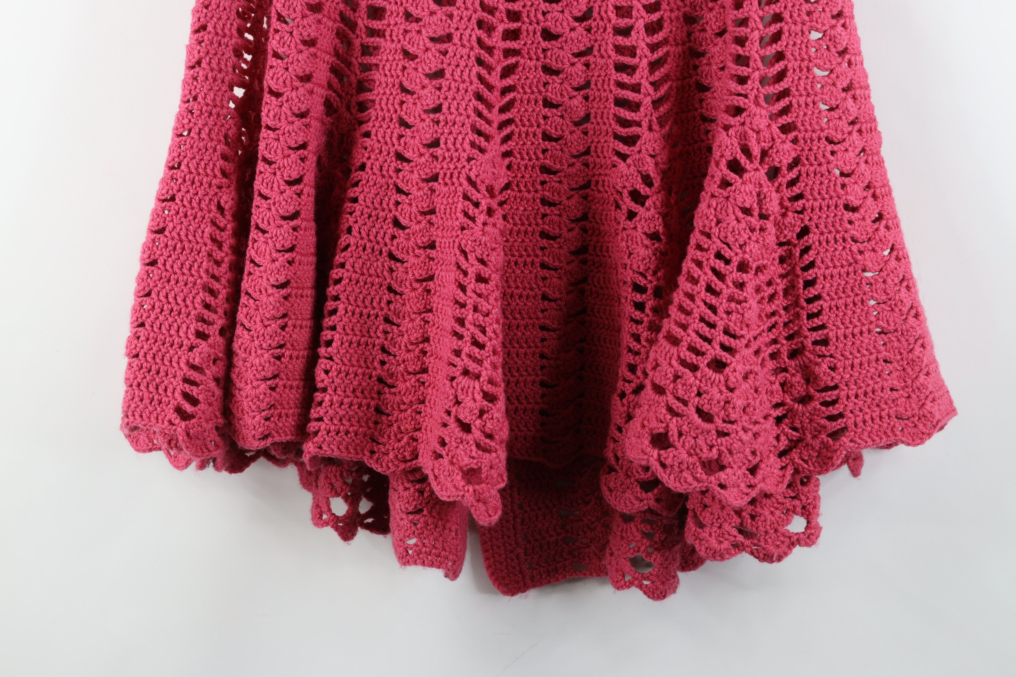 Vintage Vintage 50s 60s Streetwear Crochet Sweater Cape Poncho Pink Size ONE SIZE - 10 Thumbnail