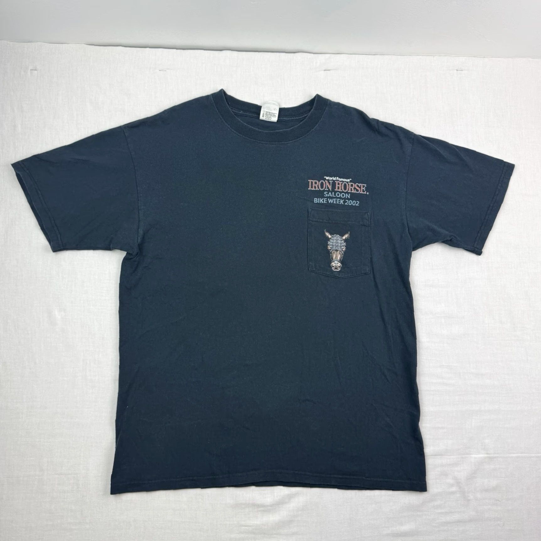 Anvil VINTAGE Iron Horse Saloon Shirt Adult Large Black Bike Week 2002 Y2K Metal Mens Size US L / EU 52-54 / 3 - 3 Thumbnail