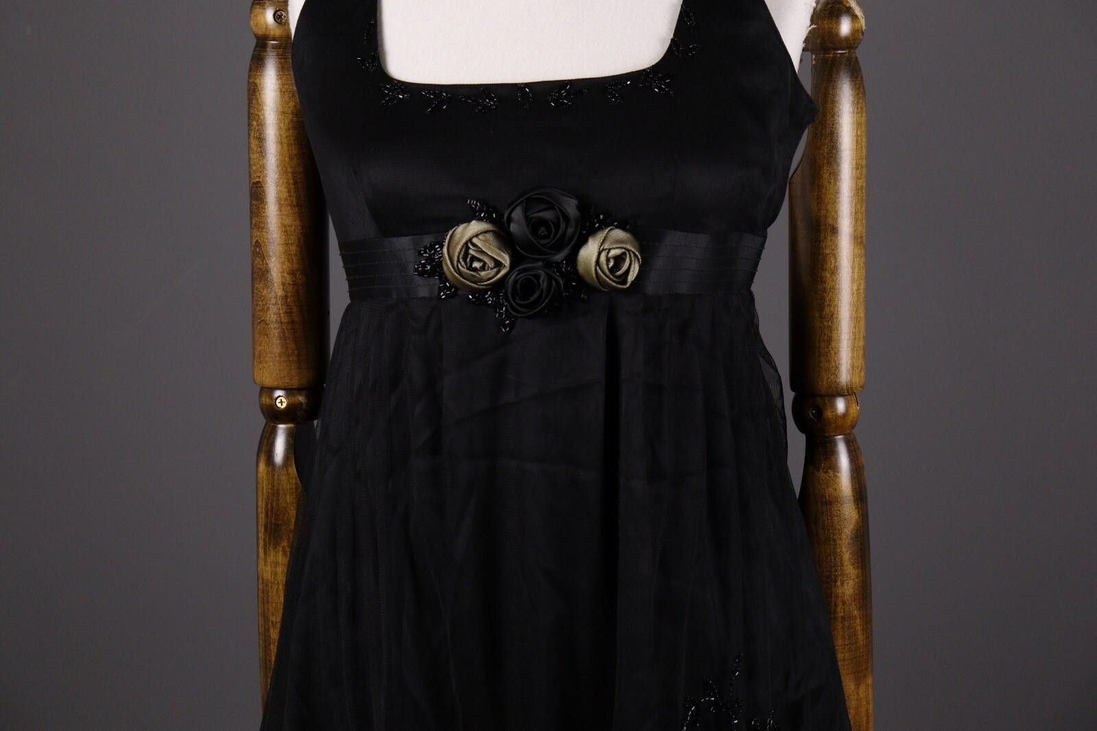 Designer Max Mara Black Mesh Floral Night Tank Midi Dress Size M Size M / US 6-8 / IT 42-44 - 3 Thumbnail