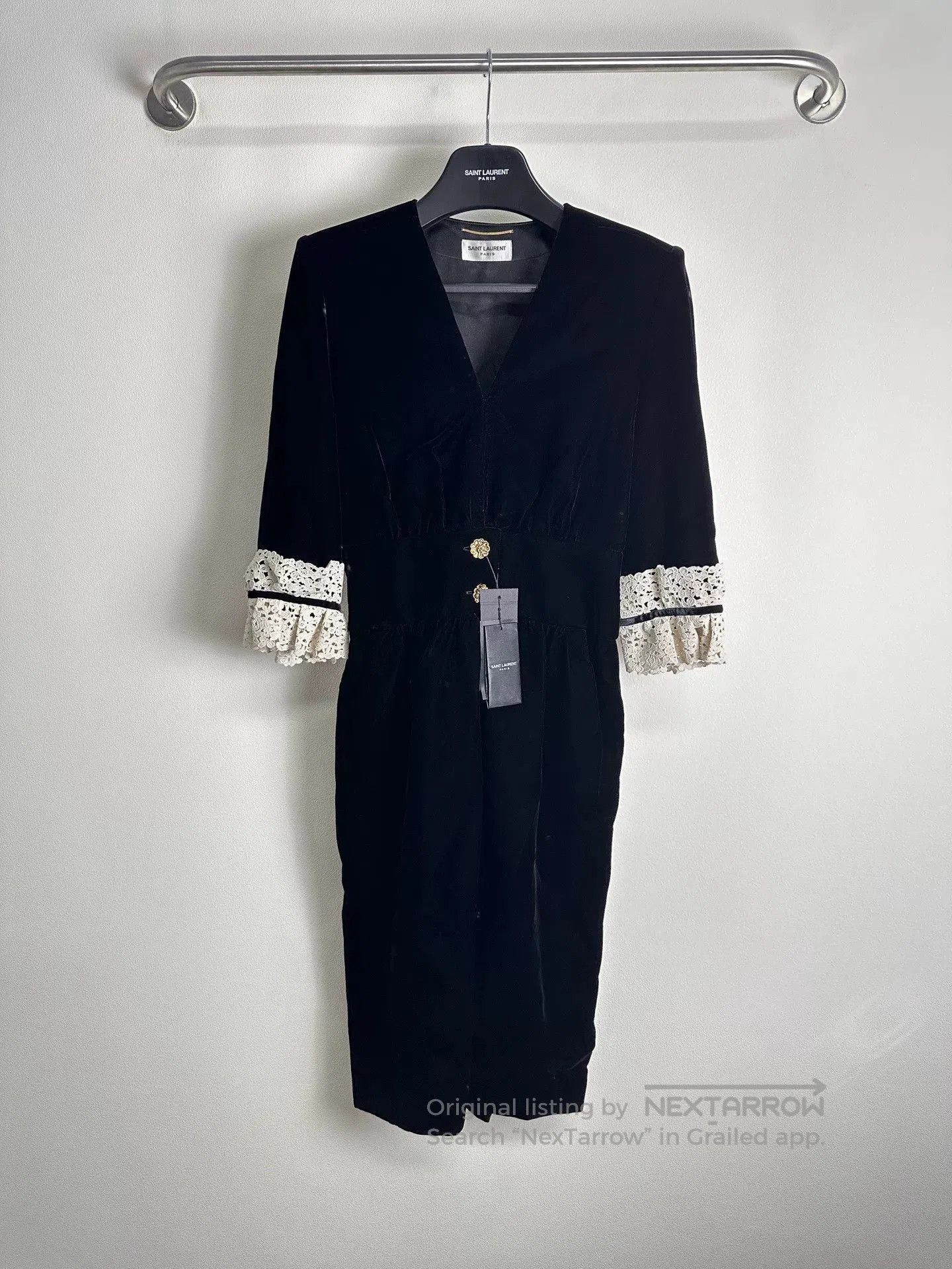 Saint Laurent Paris Saint Laurent Velvet Lace Dress. Size S / US 4 / IT 40 - 1 Thumbnail