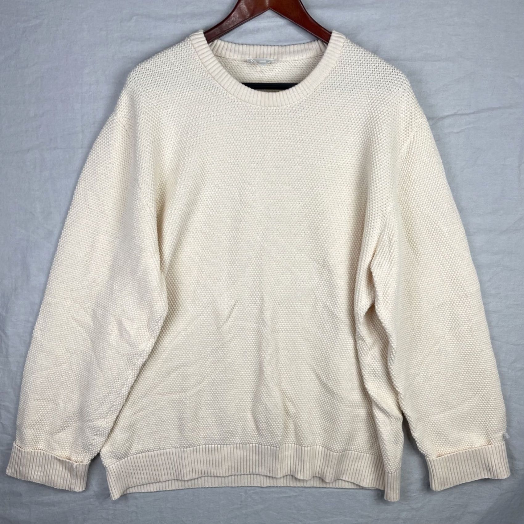 Vintage Octobre Editions Sweater Mens 3XL Beige Chuck Honeycomb Waffle Knit Sweatshirt Š Size US XXL / EU 58 / 5 - 2 Thumbnail
