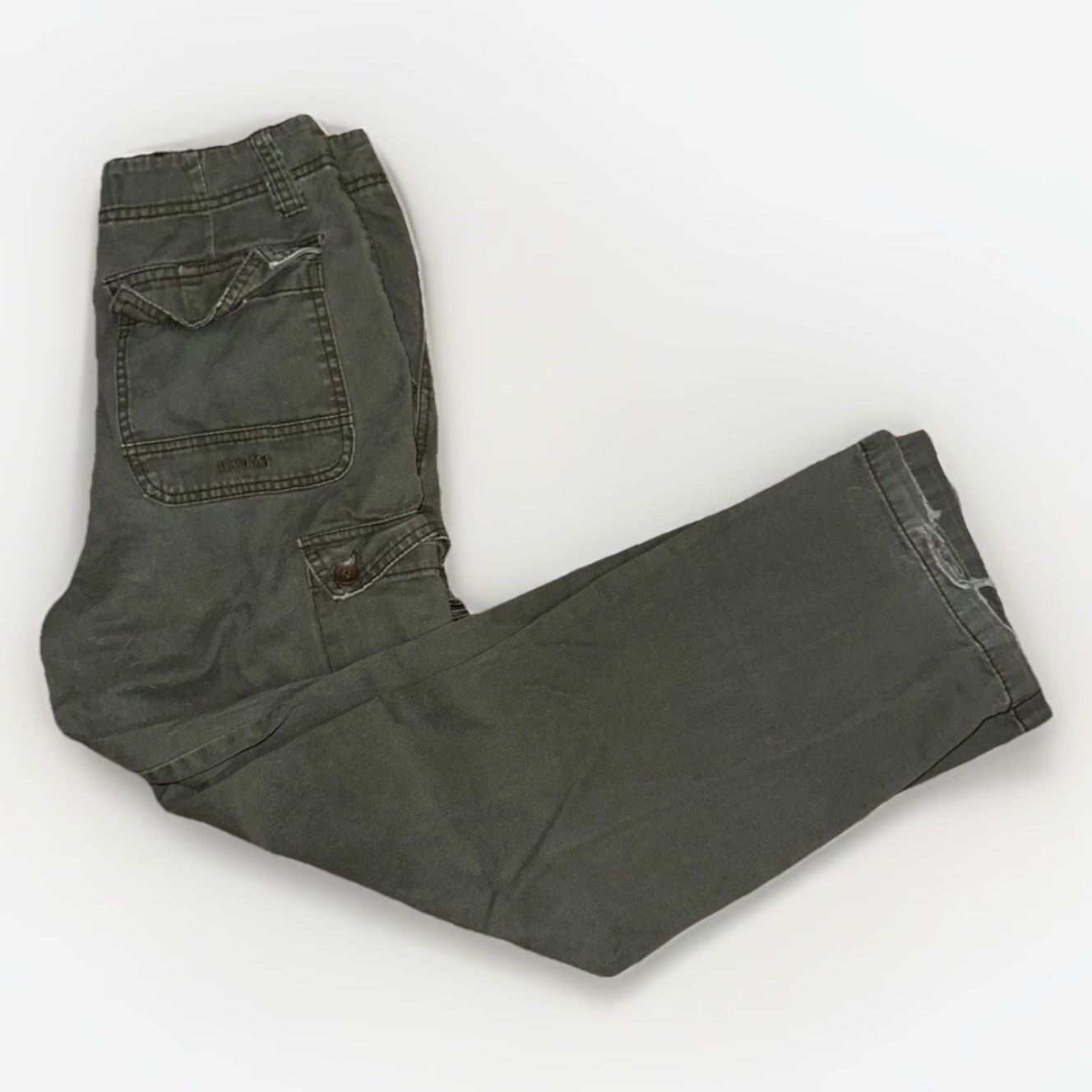 Vintage VINTAGE Iron Utility Cargo Pants Carpenter Workwear 28x30 Olive Green Mens 90s Army Skater Streetwear Cotton Size US 28 / EU 44 - 5 Thumbnail