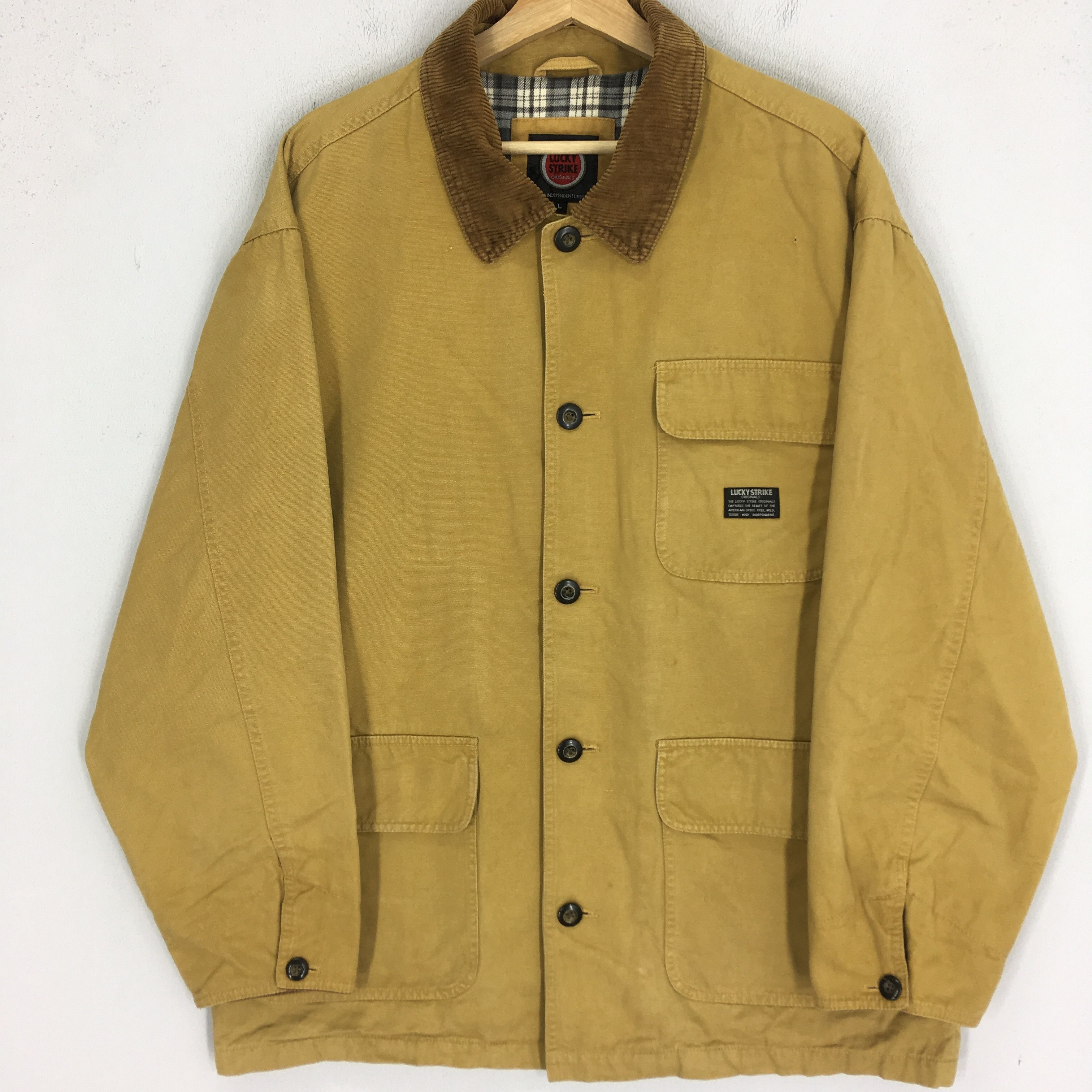 Vintage Vintage 90s Lucky Strike Hunting Brown Duck Chore Jacket Size US L / EU 52-54 / 3 - 4 Thumbnail