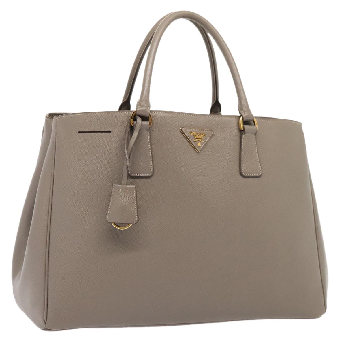 Saffiano Beige Leather Handbag (Pre-Owned)
