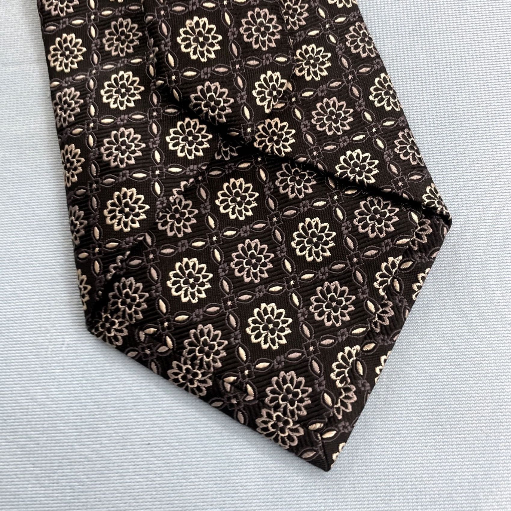 Vintage VINTAGE Necktie Silk Tie Deco Floral Woven Texture Blue White 4x60" Geometric Vintage Capsule Necktie Mens Size ONE SIZE - 7 Thumbnail