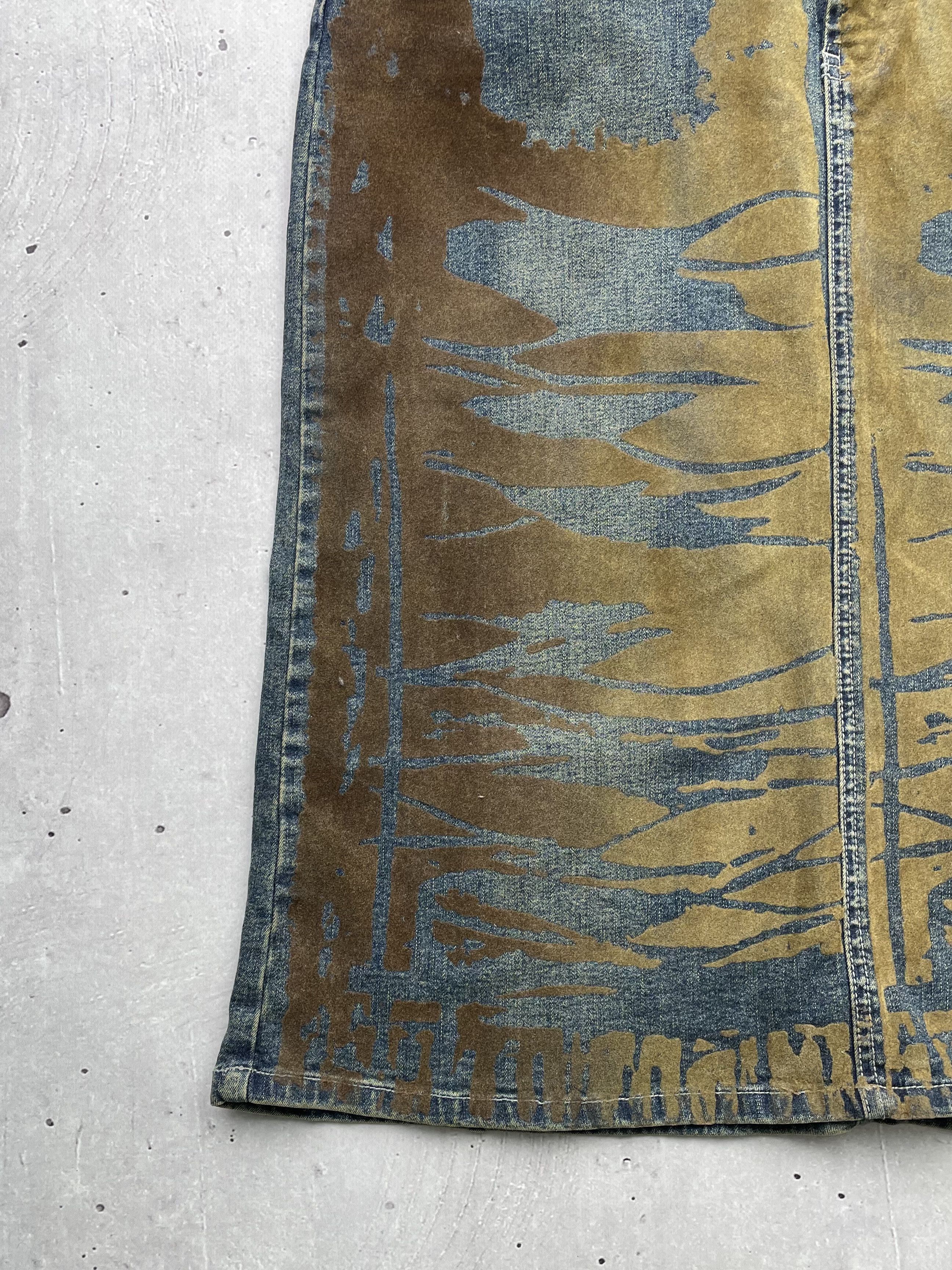 Vintage Vintage Denim Velour Midi Skirt Size 26" / US 2 / IT 38 - 4 Thumbnail