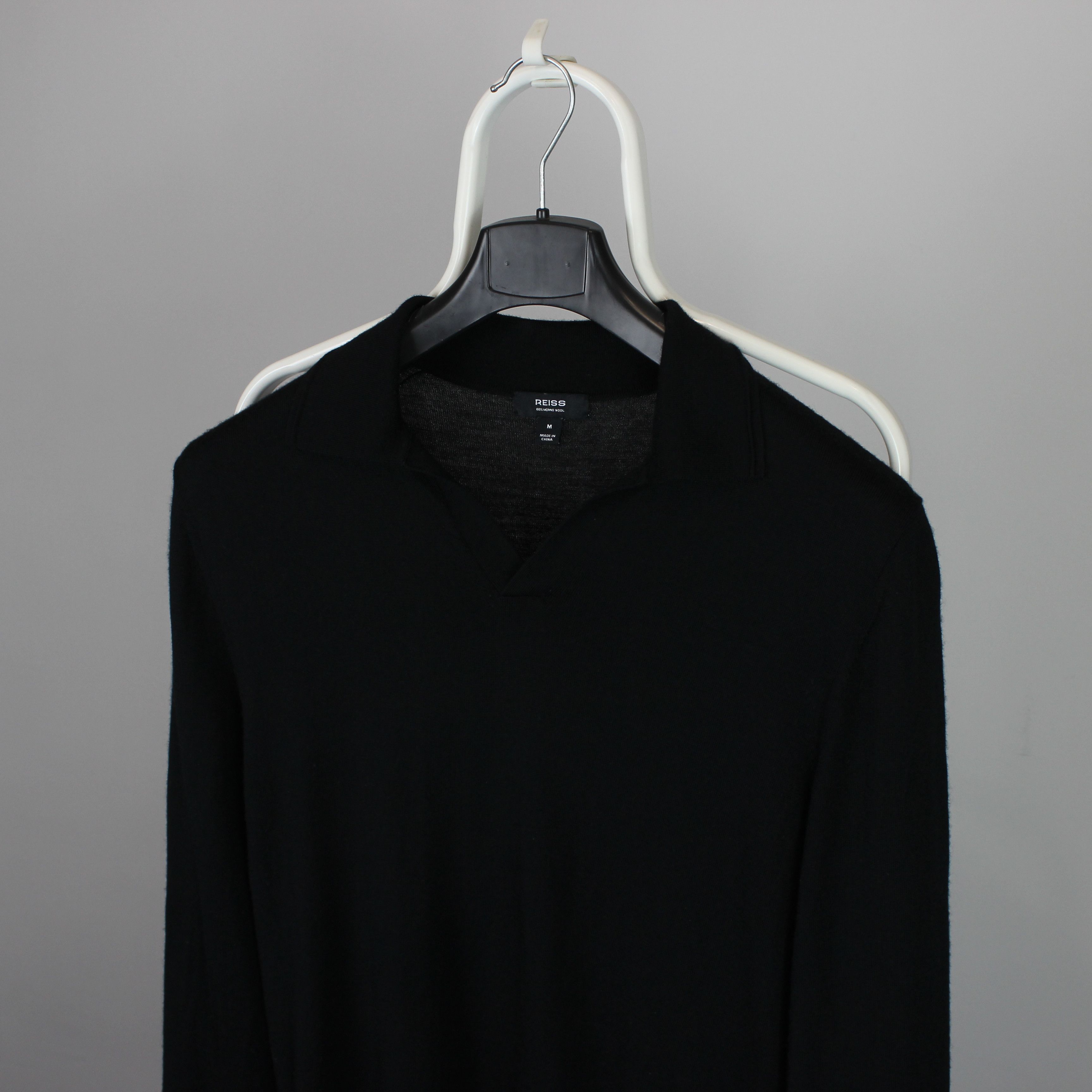 Reiss Reiss Black Milburn Wool Open Collar Polo Shirt M Size US M / EU 48-50 / 2 - 15 Thumbnail